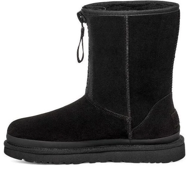 (WMNS) UGG Classic Short Zipper Tape Logo Boot 'Black' 1144035-BLK - 1