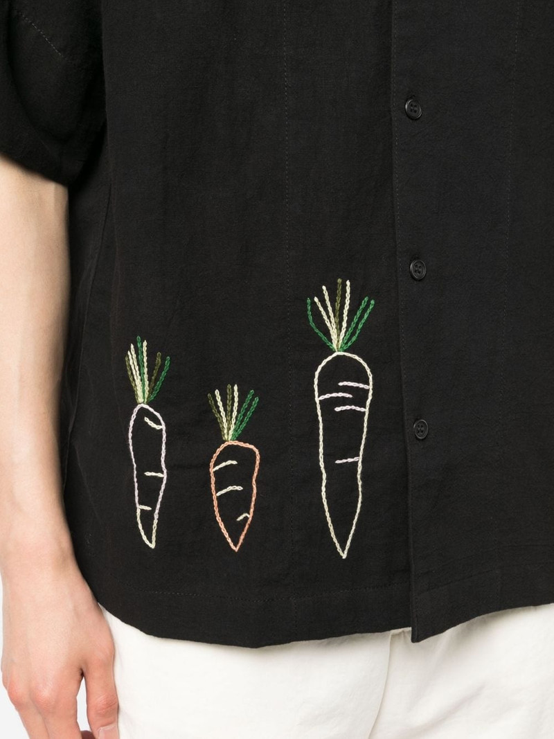 embroidered-motif cotton-linen blend shirt 5