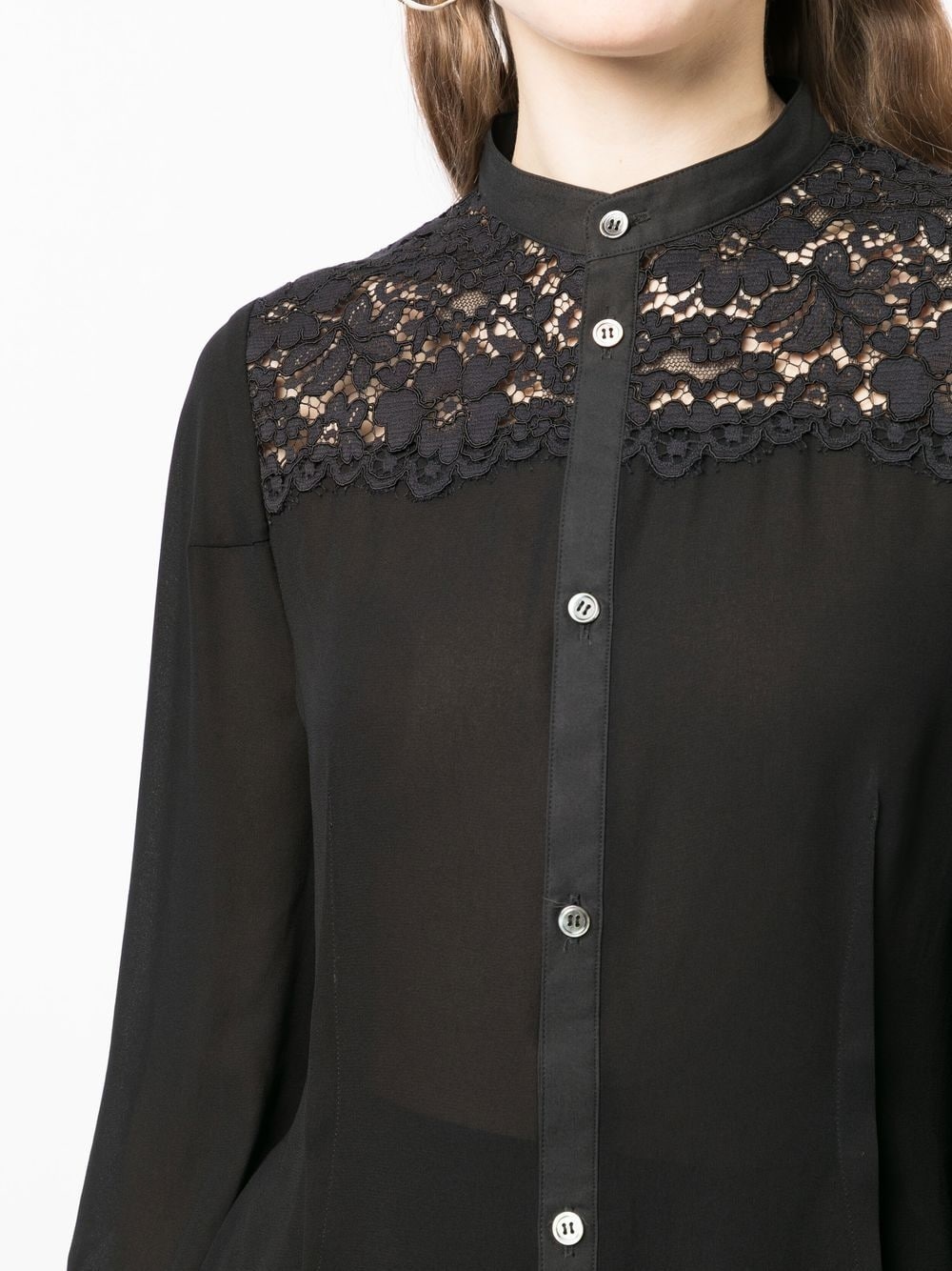lace-trim long-sleeve blouse - 5
