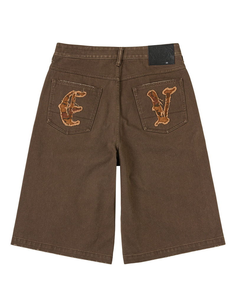 EVISU Ishigaki Camouflage Patchwork Denim Shorts outlook