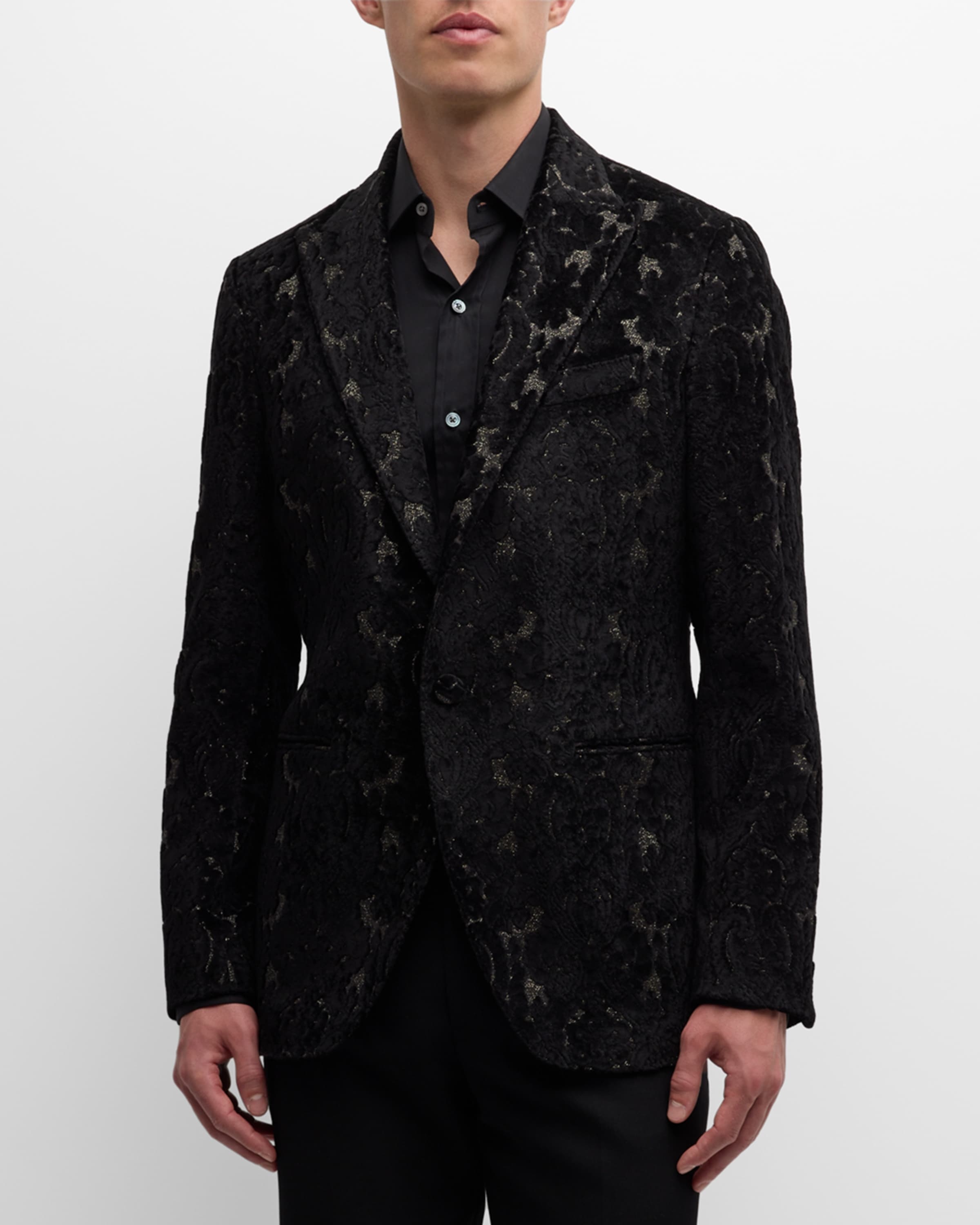 Men's Flocked Velvet Evening Jacket - 2