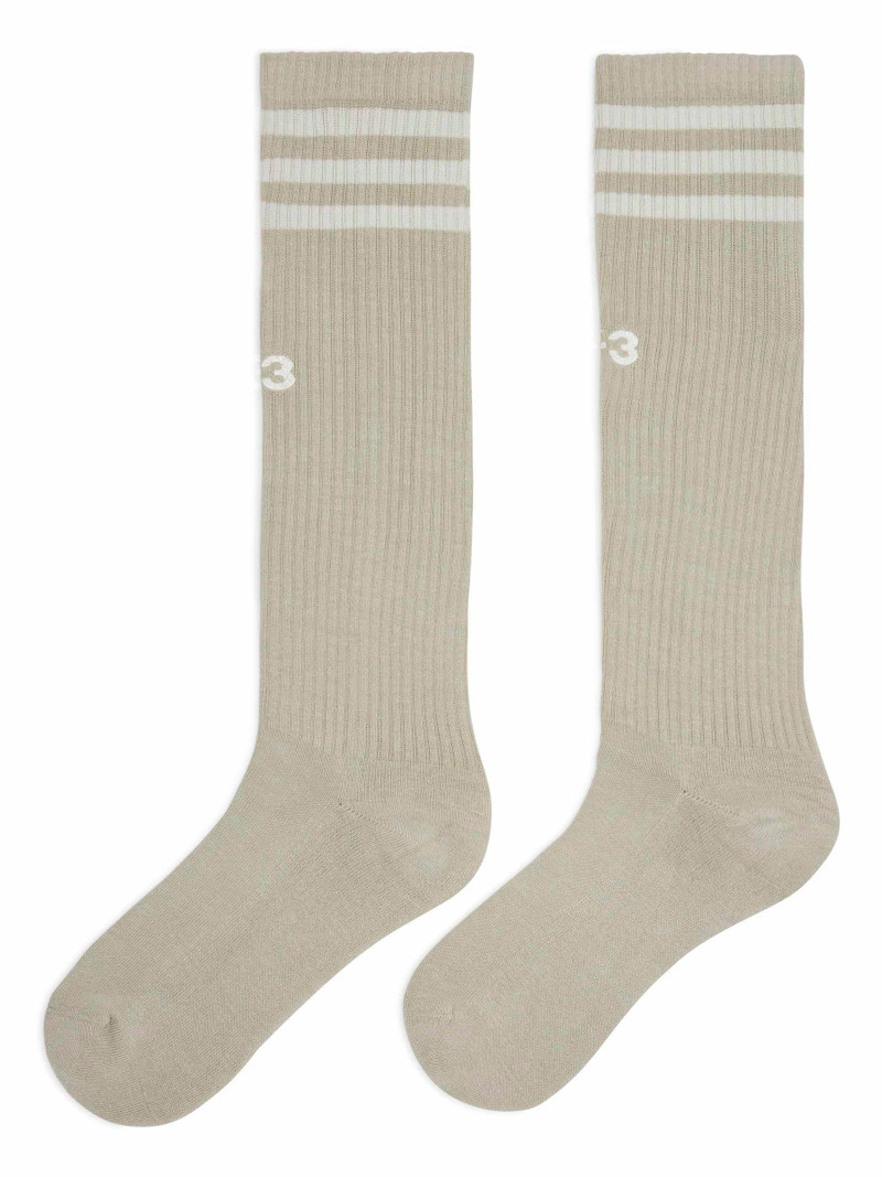 Y-3 STRIPES HIGH SOCKS – LIGHT BROWN 1