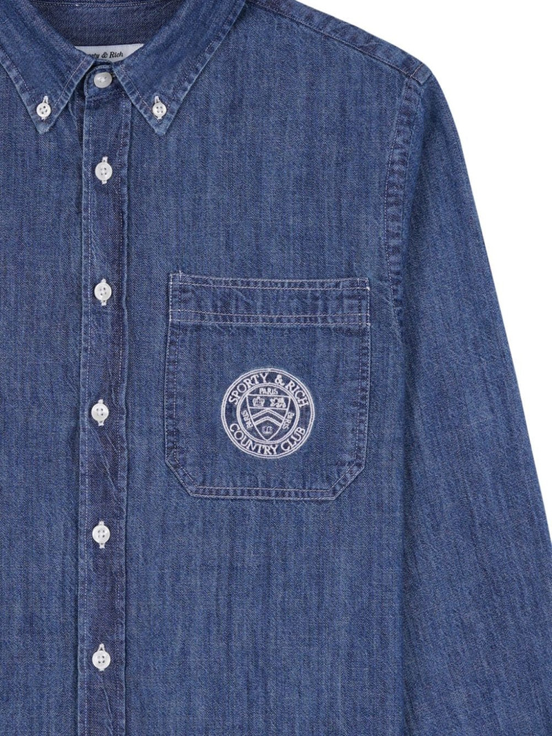 Sporty & Rich logo-embroidered denim shirt outlook