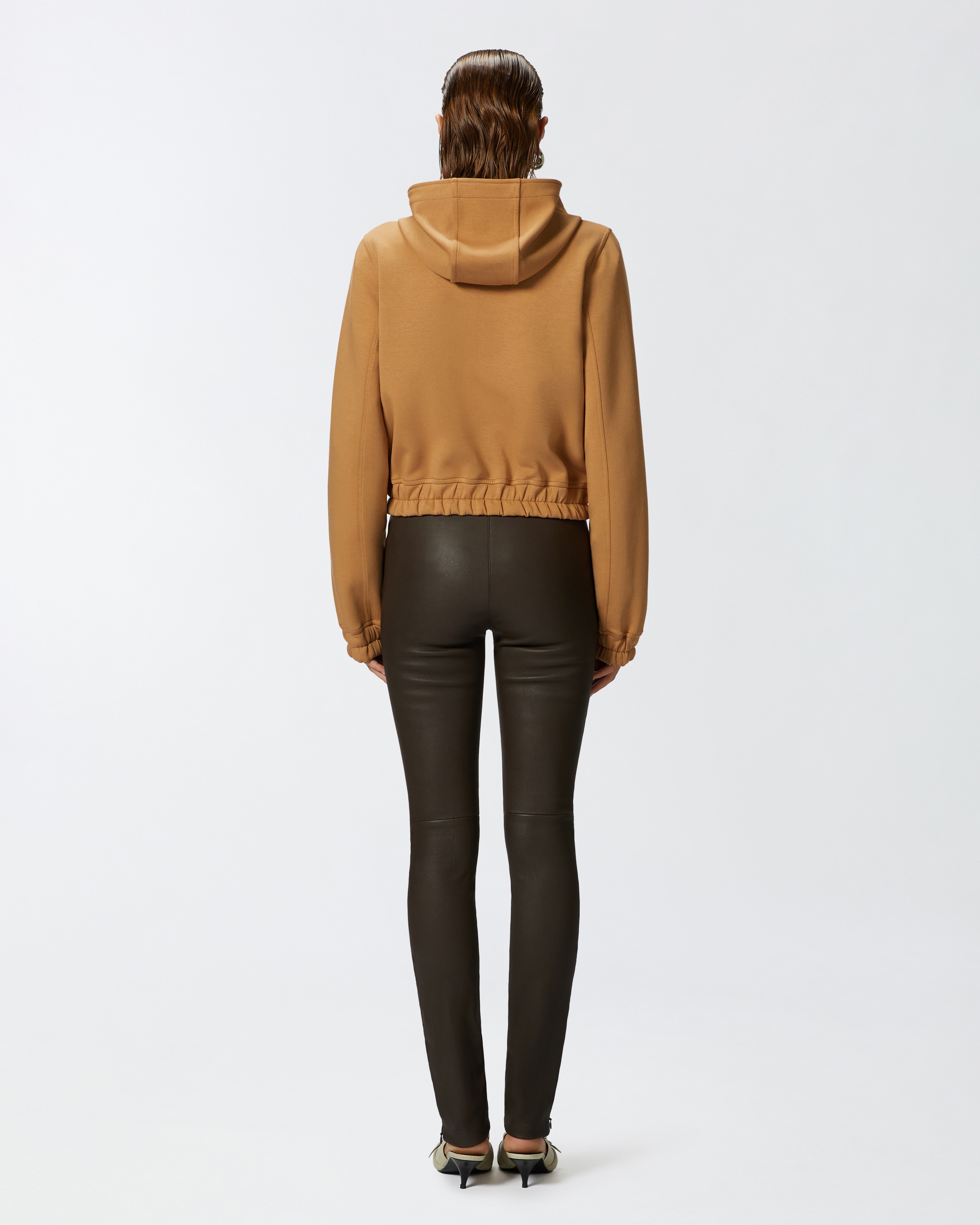 FITTED NAPPA LEATHER TROUSERS WITH ZIP AT THE BOTTOM - 4