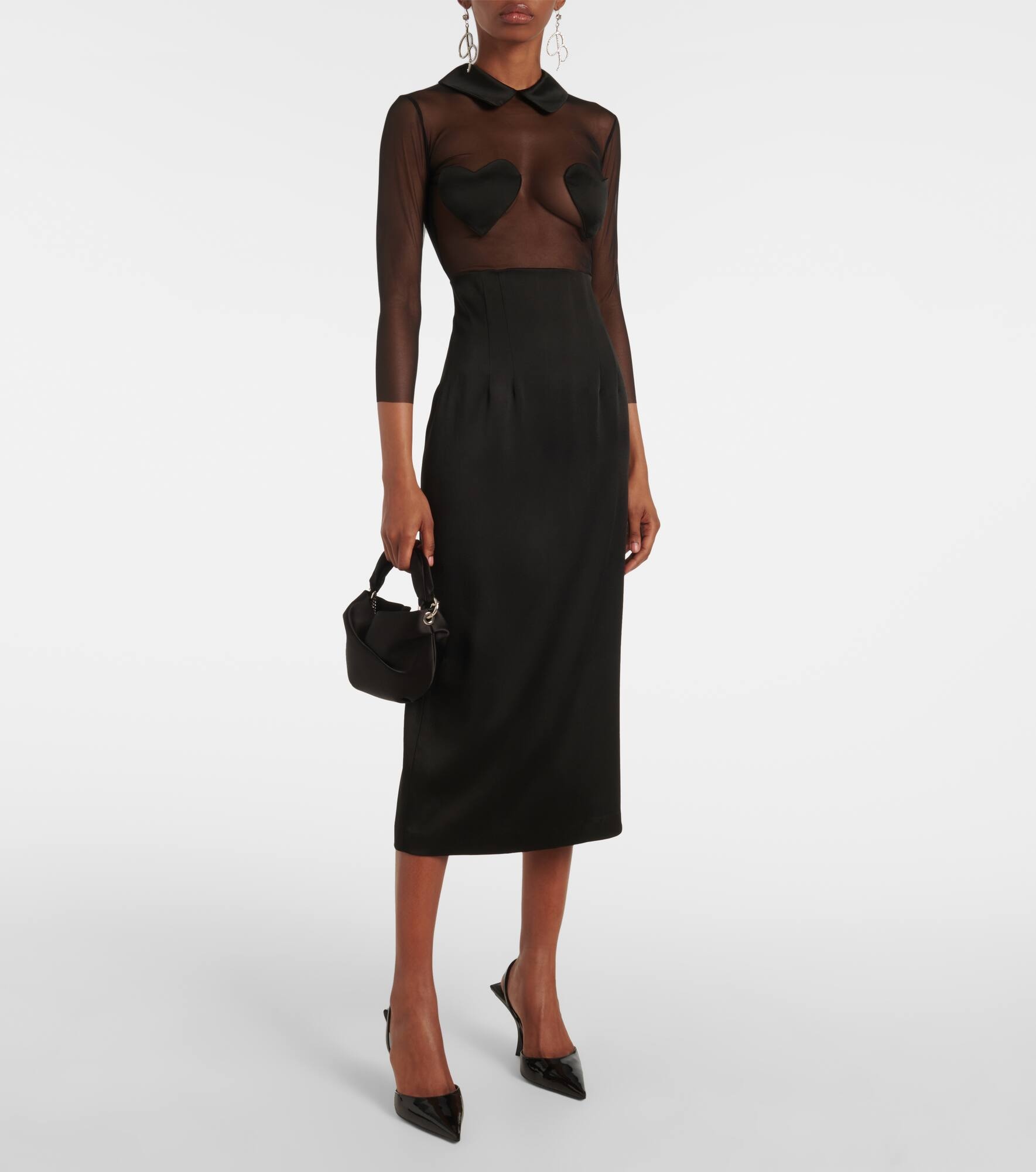 Mesh and satin midi dress - 2