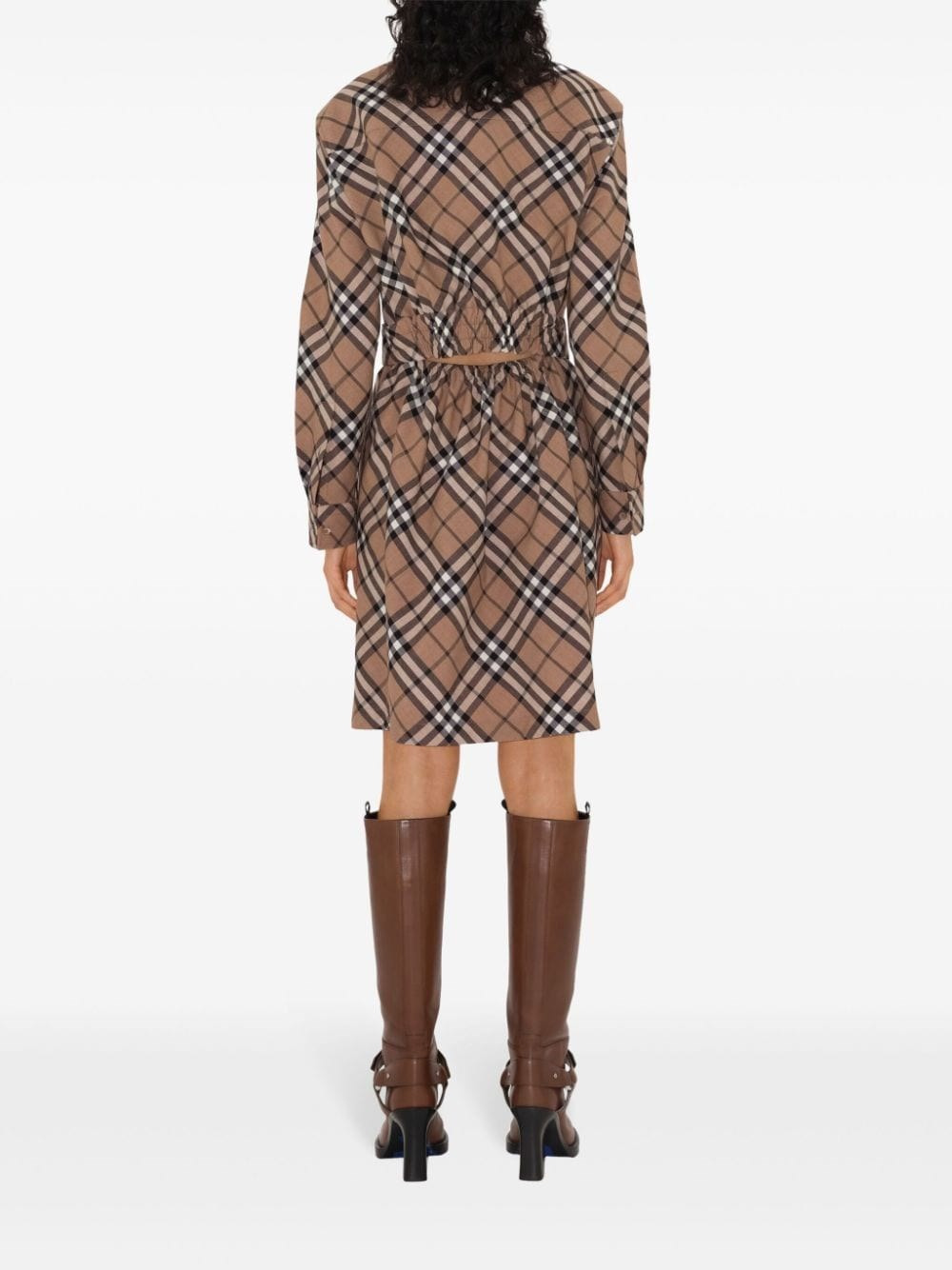 Check wool blend chemisier dress - 3