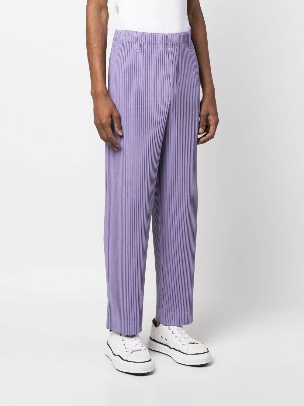 plissé-effect straight-leg trousers - 3