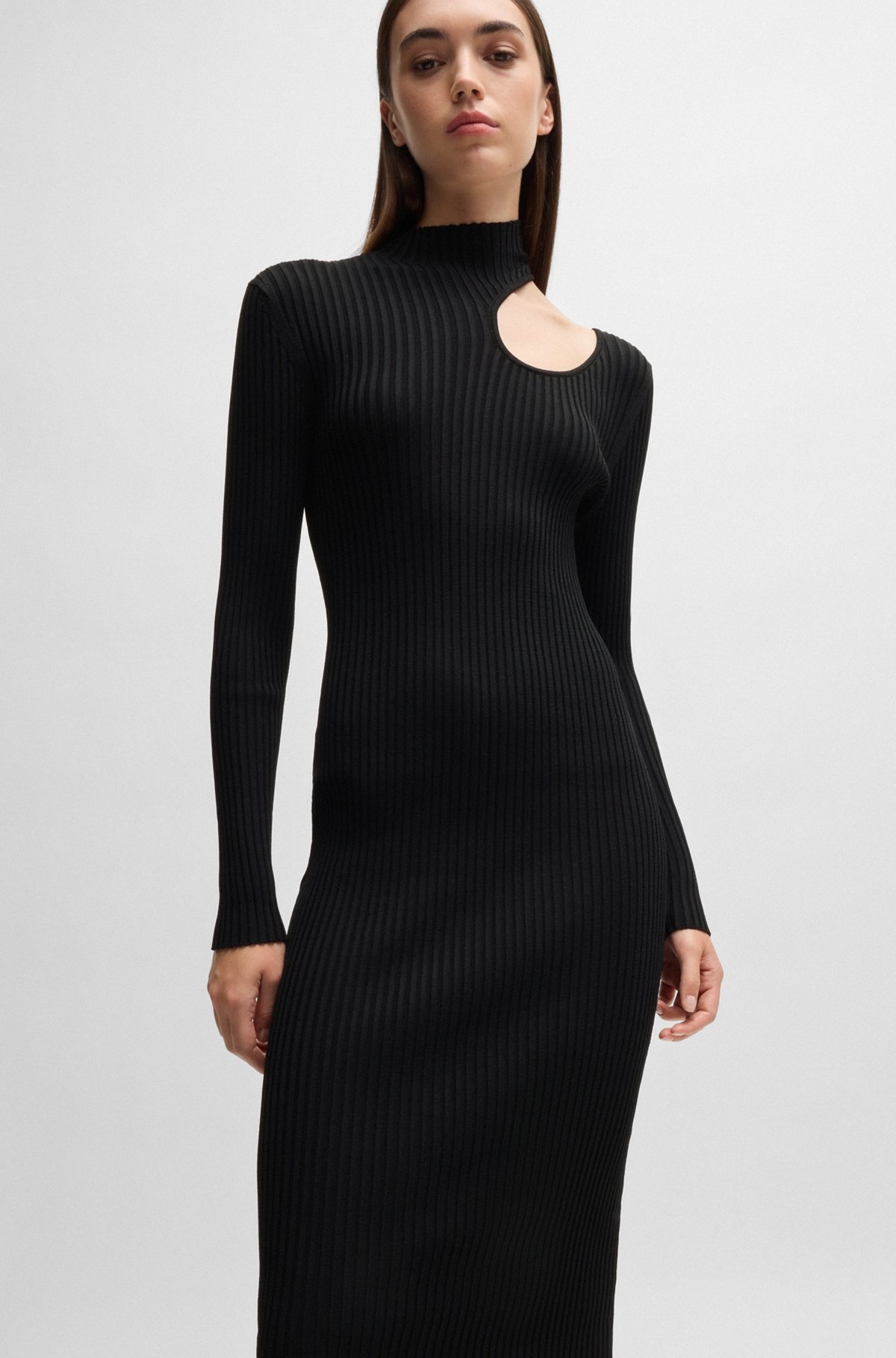 MOCK-NECK TUBE DRESS WITH CUT-OUT DETAIL - 6