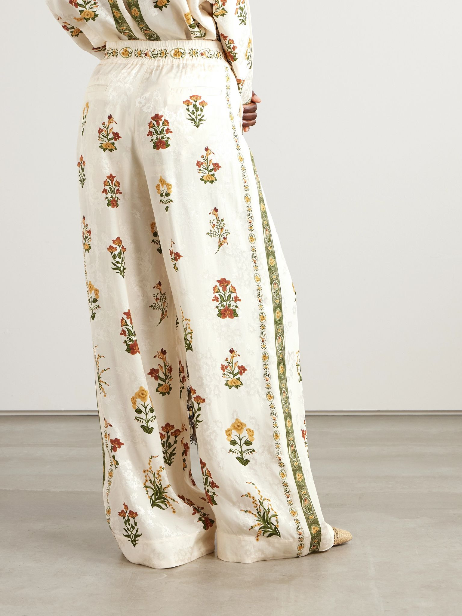 Tota Canna jacquard wide-leg pants Cream - 4