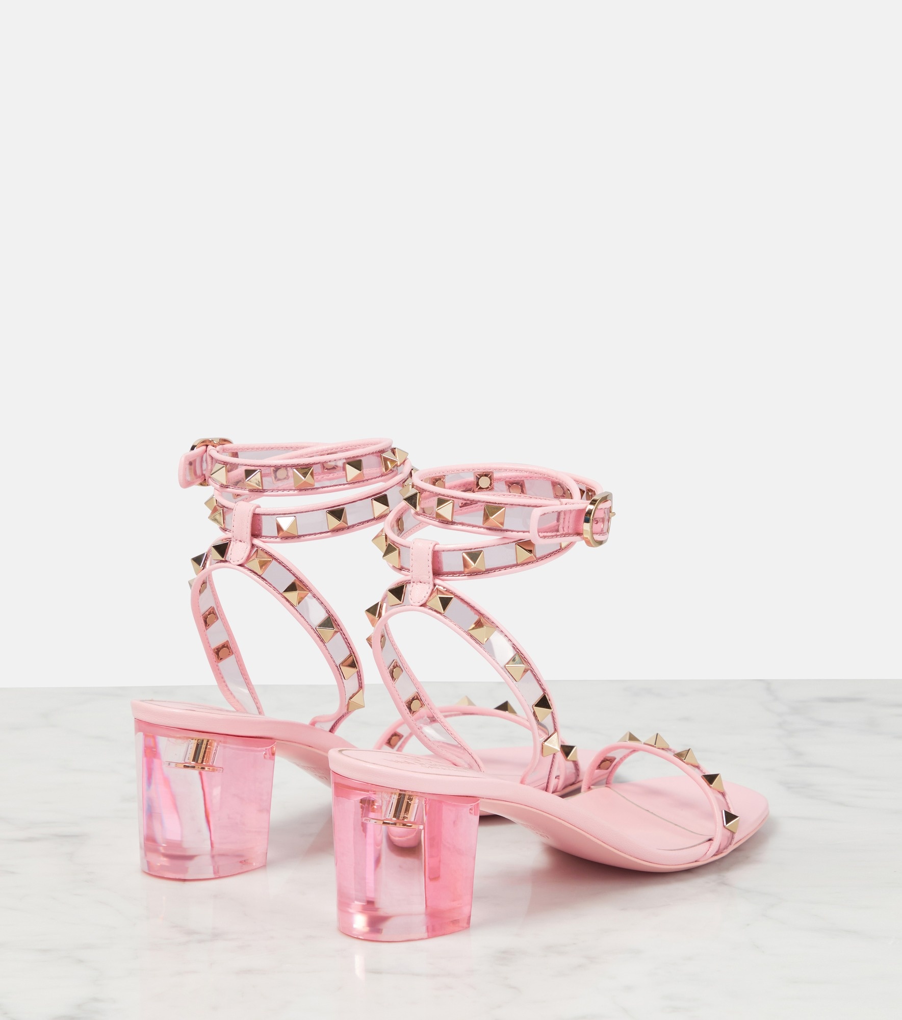 Rockstud leather and PVC sandals - 3