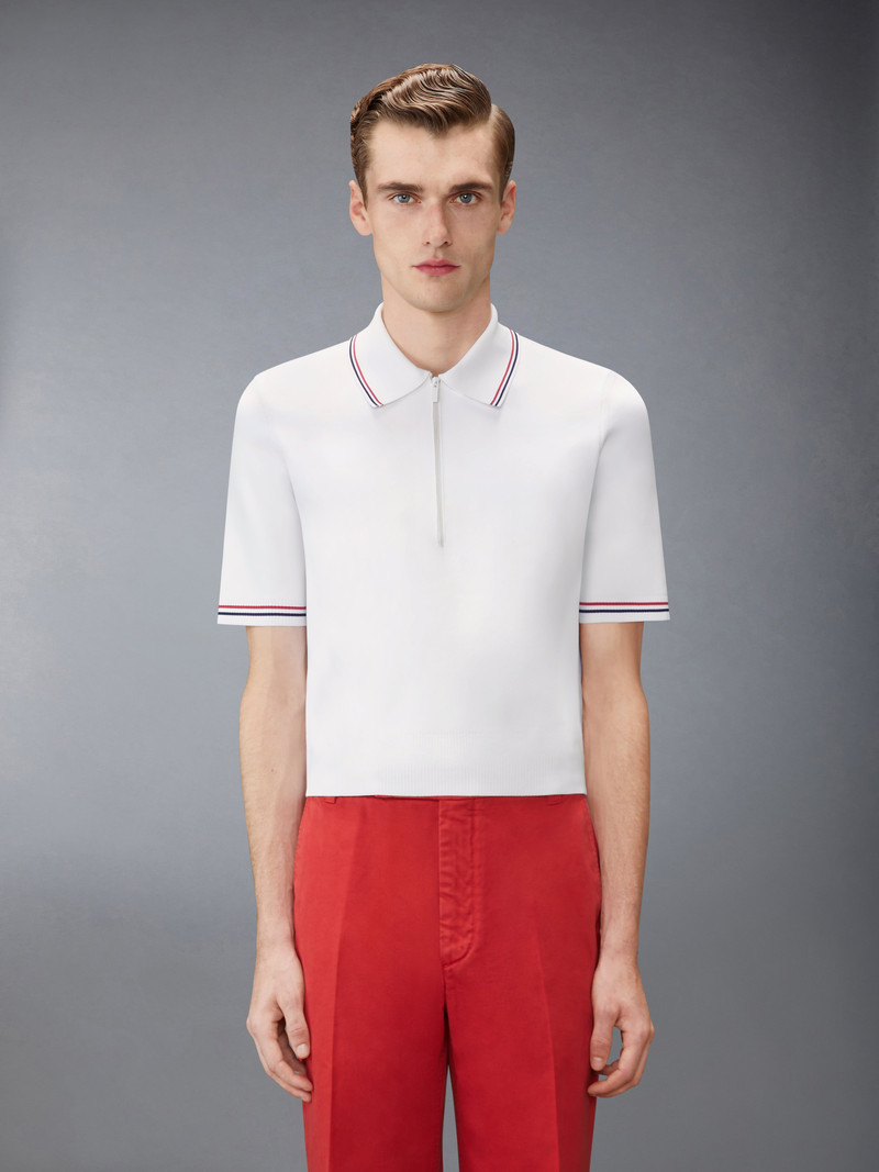 Thom Browne BROWNE 65 INTARSIA ZIP POLO outlook