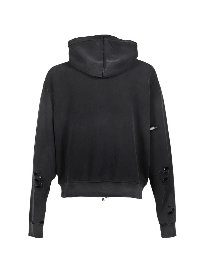 SATOSHI NAKAMOTO Elliott distressed logo zip hoodie outlook