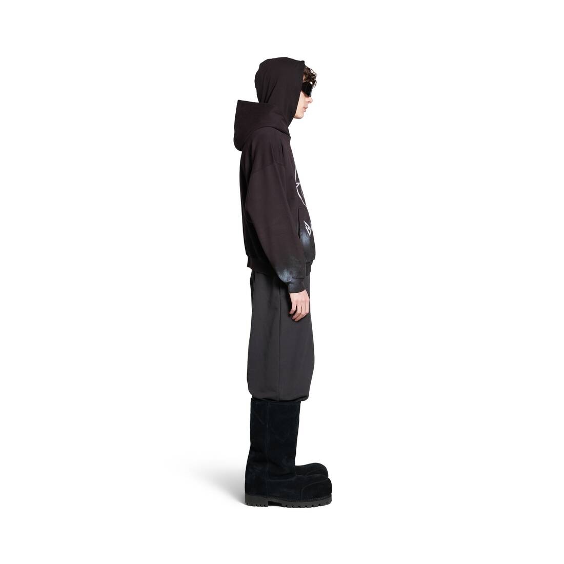 【BALENCIAGA】L BB STENCIL HOODIE ミディアムフィット BALENCIAGA Men's Metal Bb Stencil Hoodie Medium Fit in Black