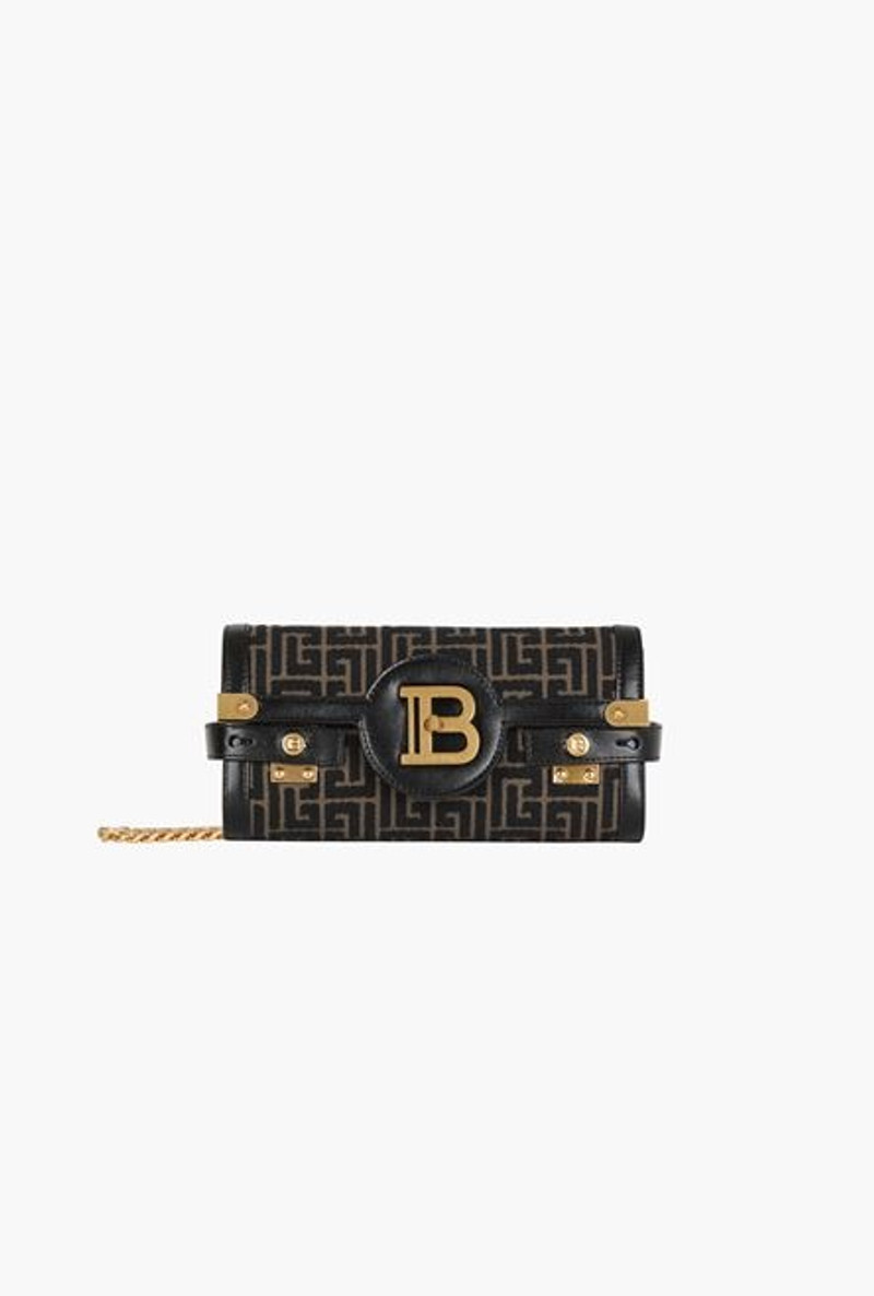 Bicolor khaki and black jacquard B-Buzz 23 clutch bag 4