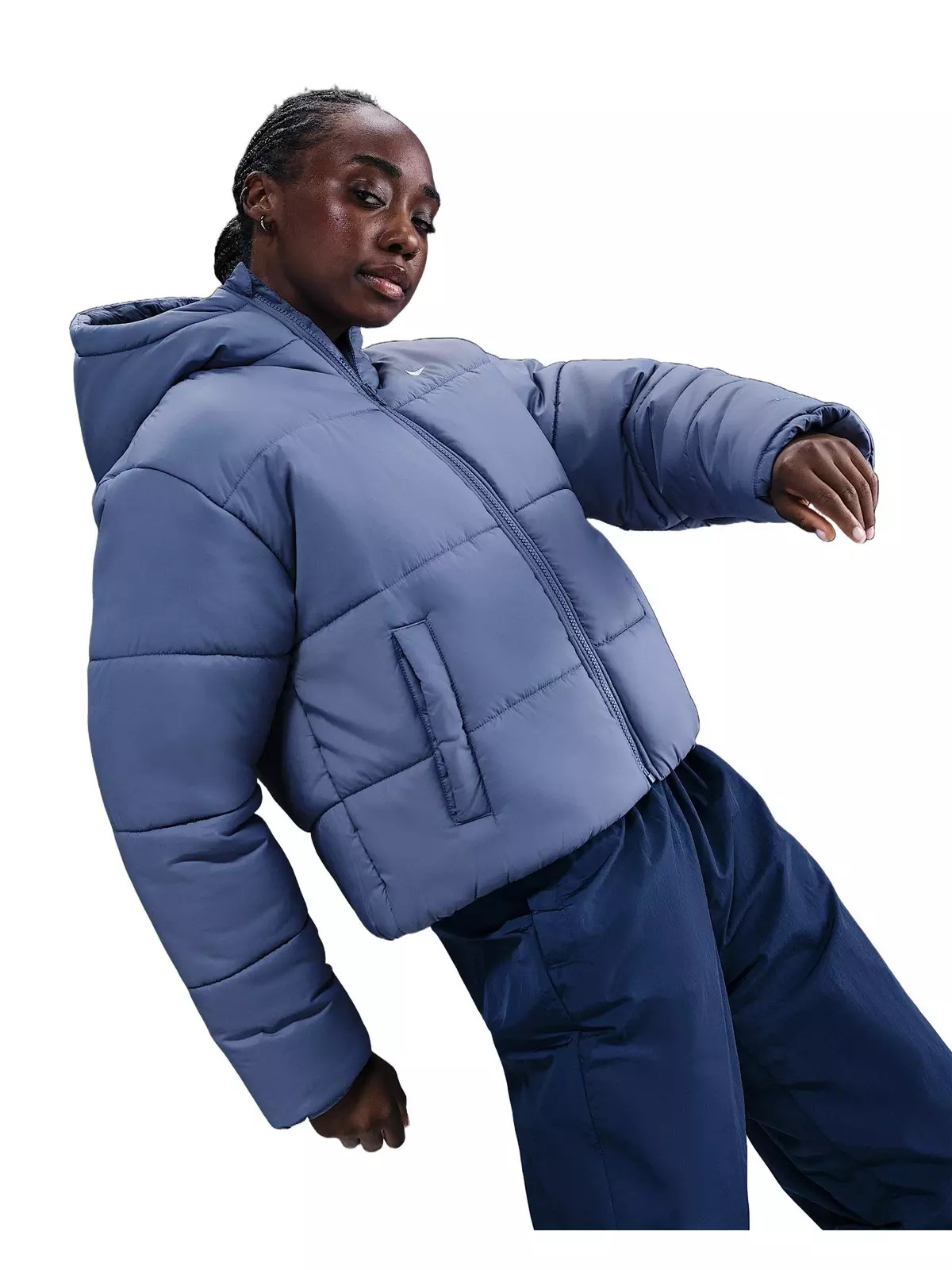 Women's Sportswear Classic Puffer Therma-FIT Loose Hooded Jacket -Indigo - 3