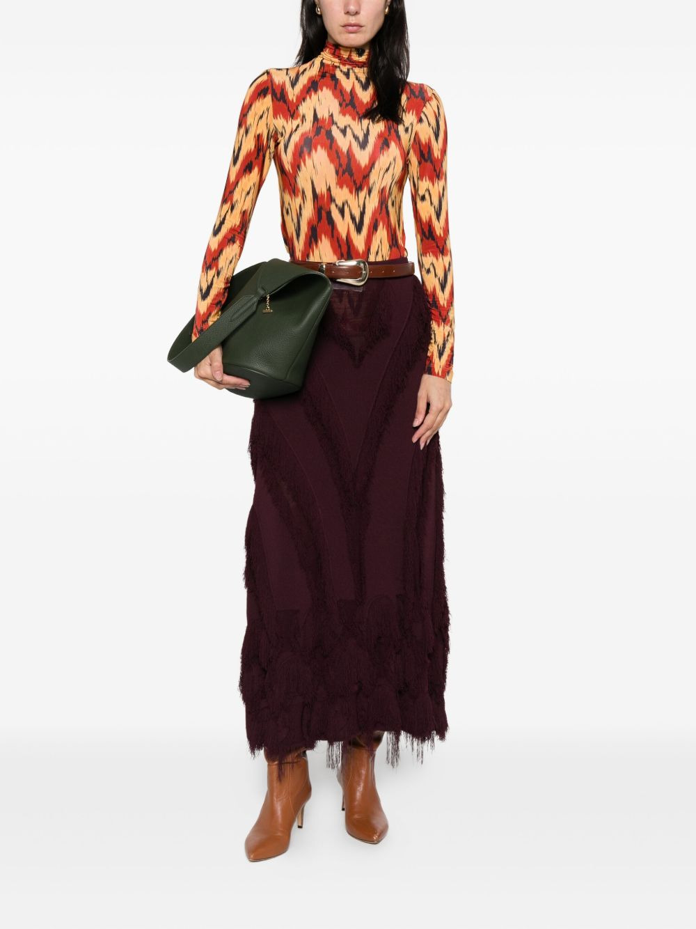 high-neck patterned T-shirt - 2