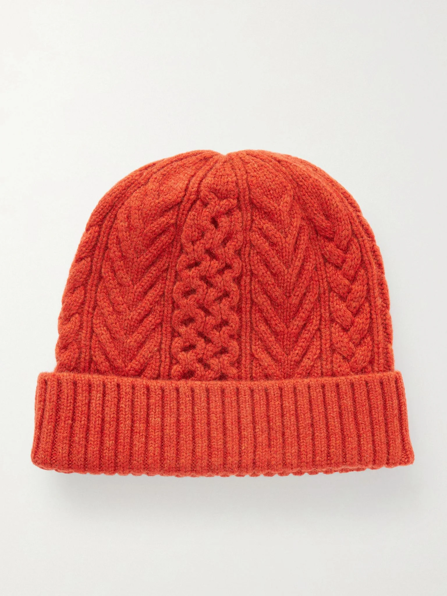 Aran Wool Beanie Orange - 1