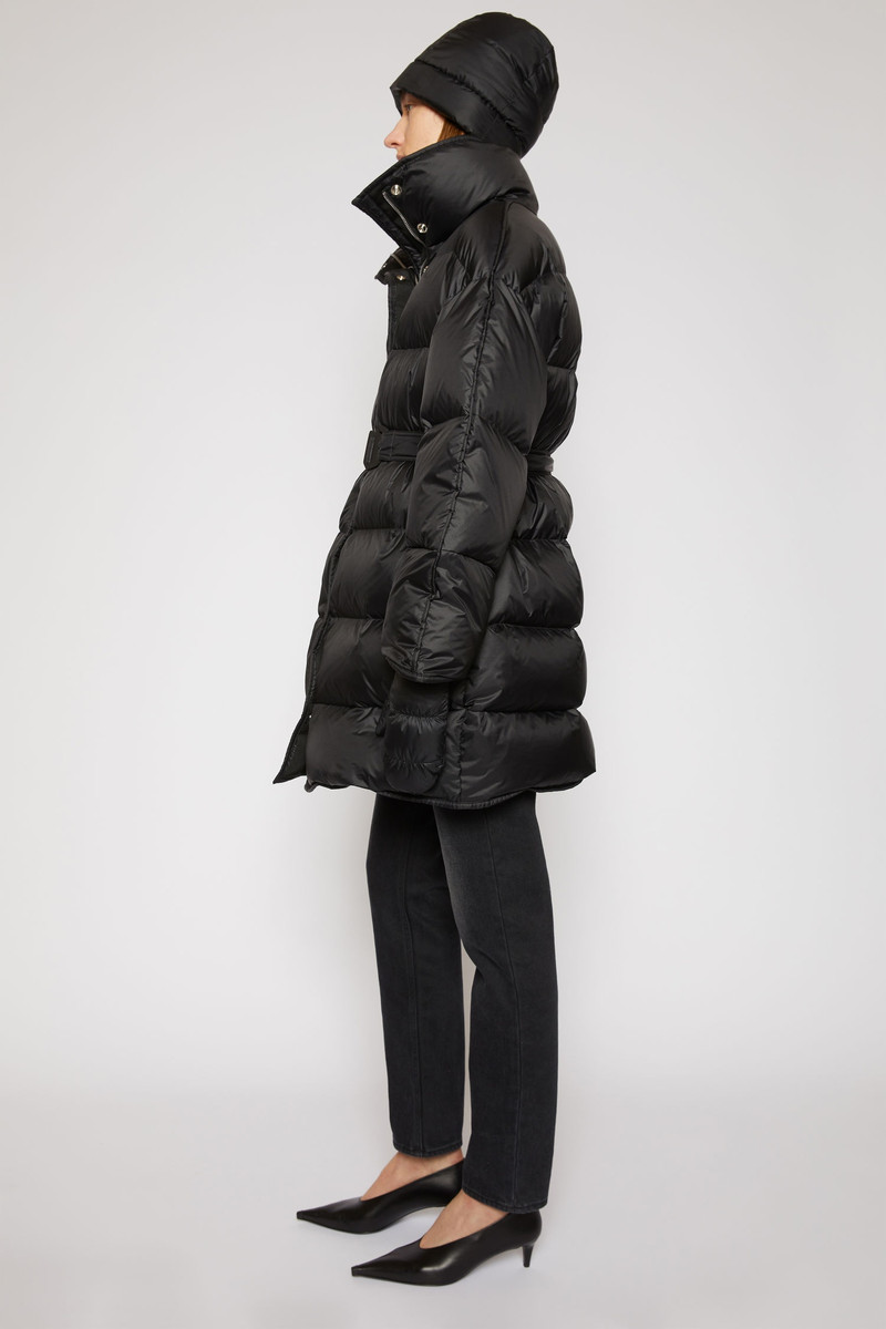 Belted puffer coat black 3