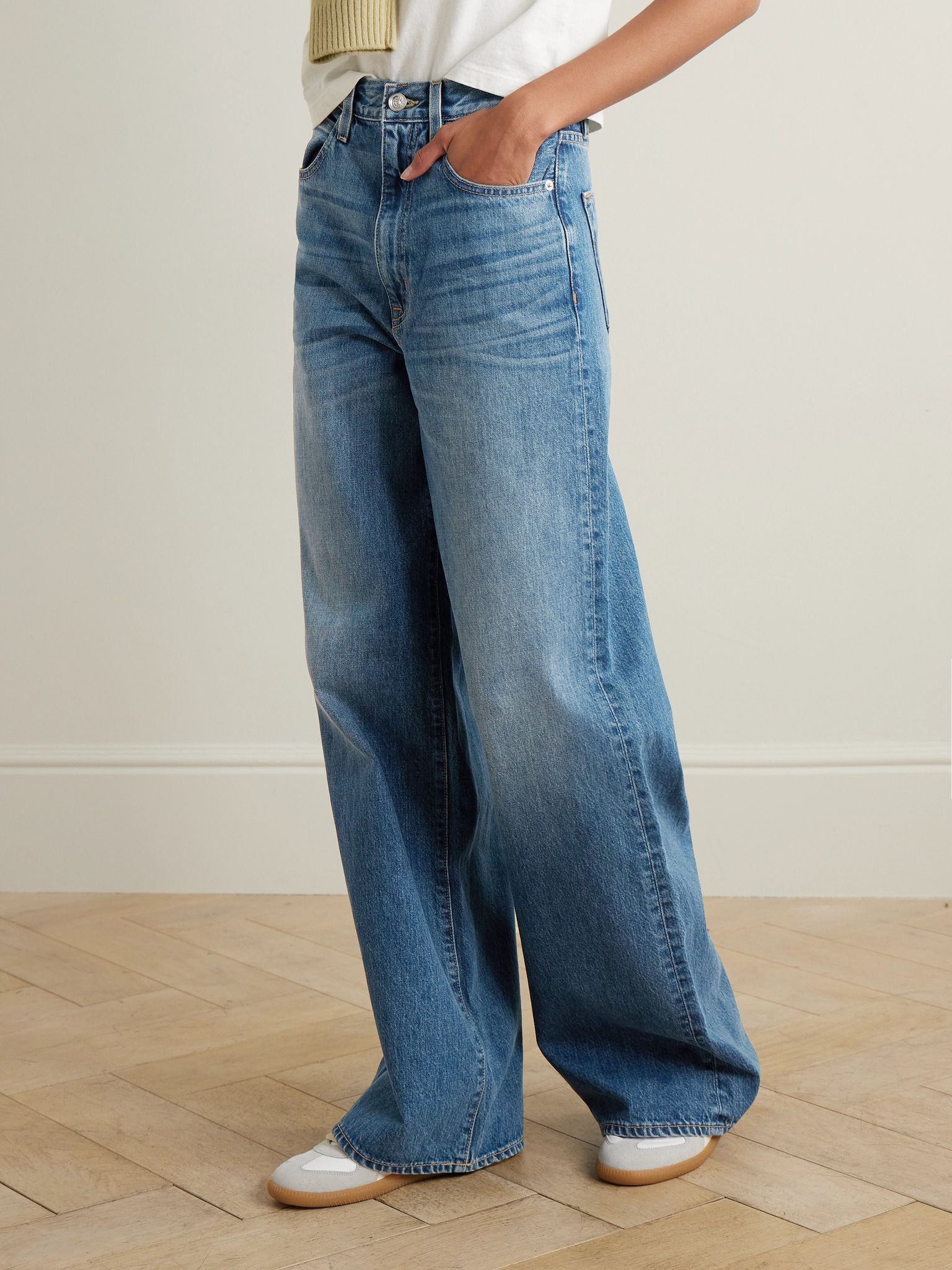Eva high-rise wide-leg organic jeans Mid denim - 3