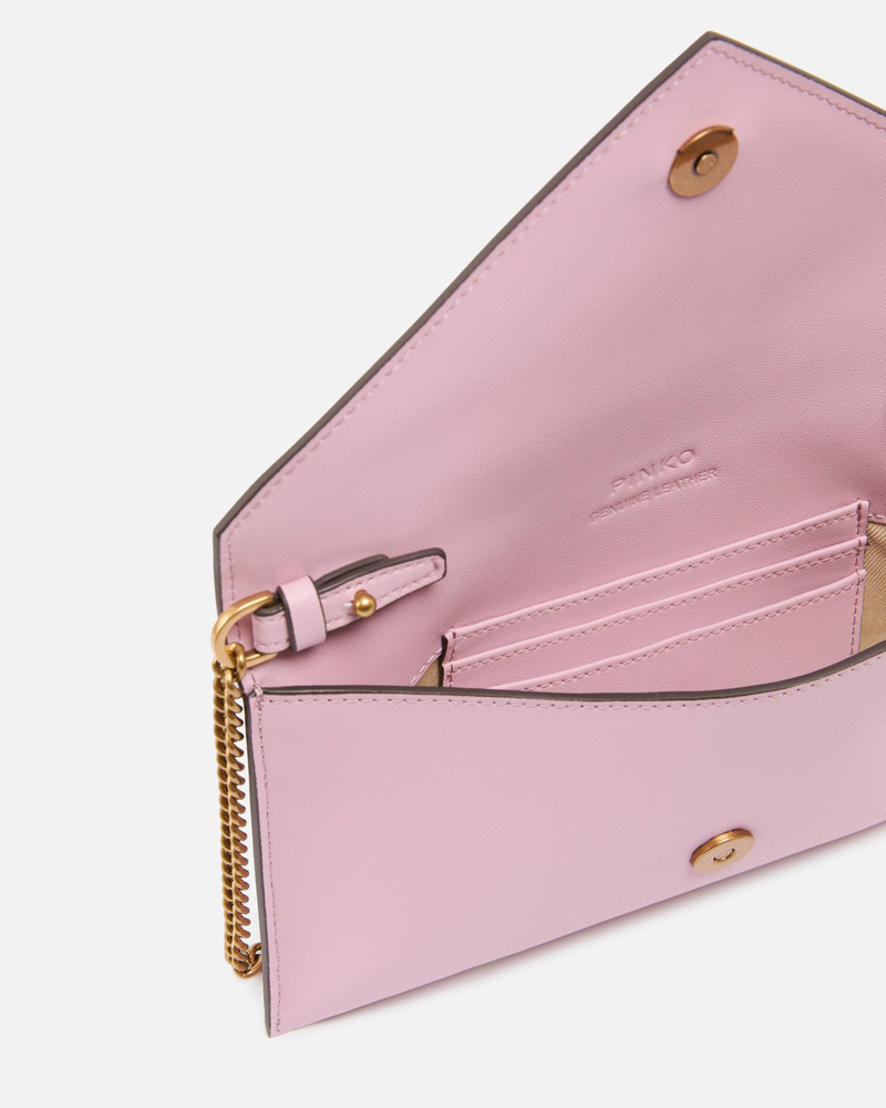 SMALL SMOOTH LEATHER ENVELOPE CLUTCH BAG WITH LOVE BIRDS LOGO 4