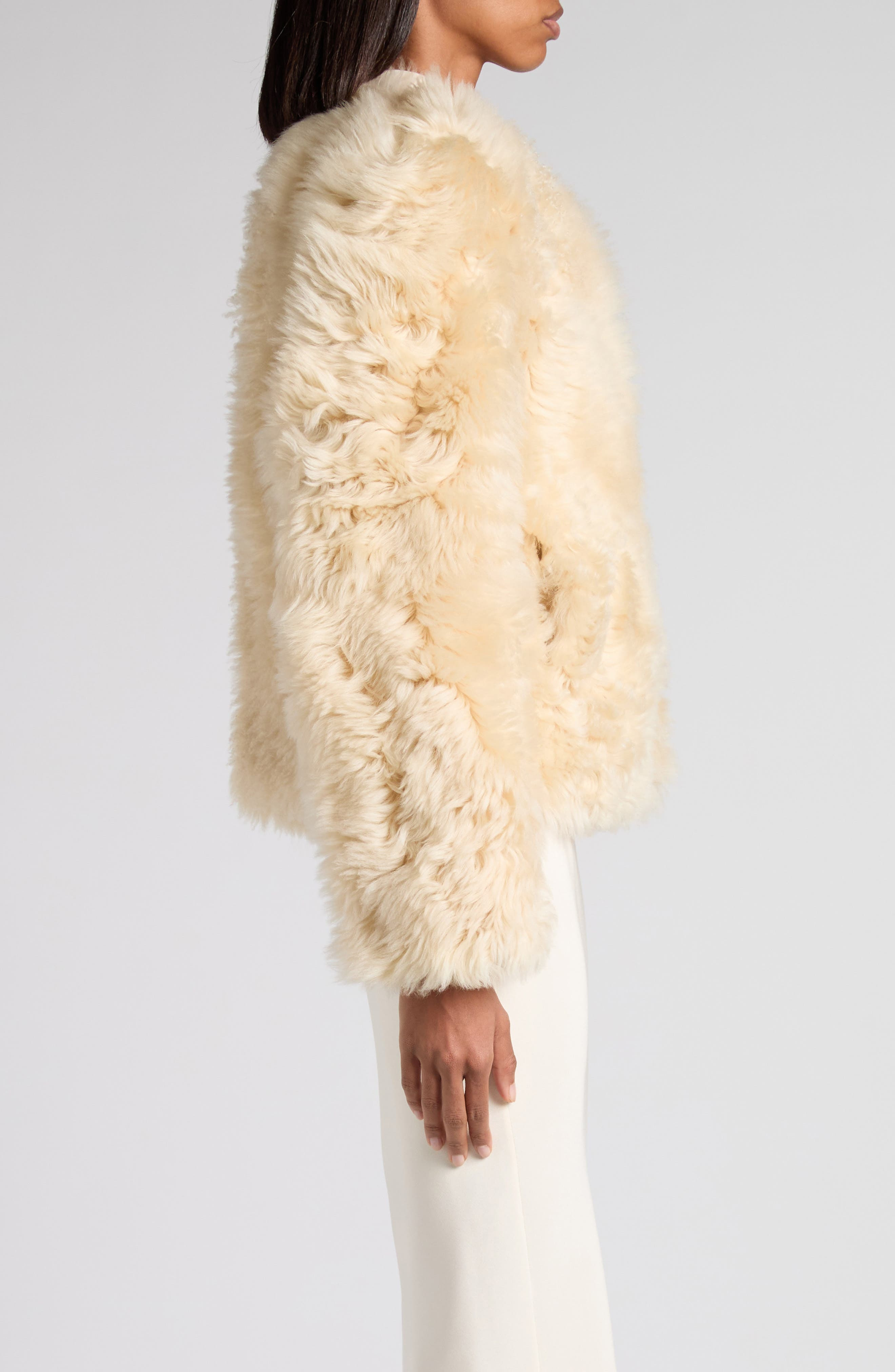 TOM FORD Curly Genuine Shearling Jacket in Off White at Nordstrom - 3