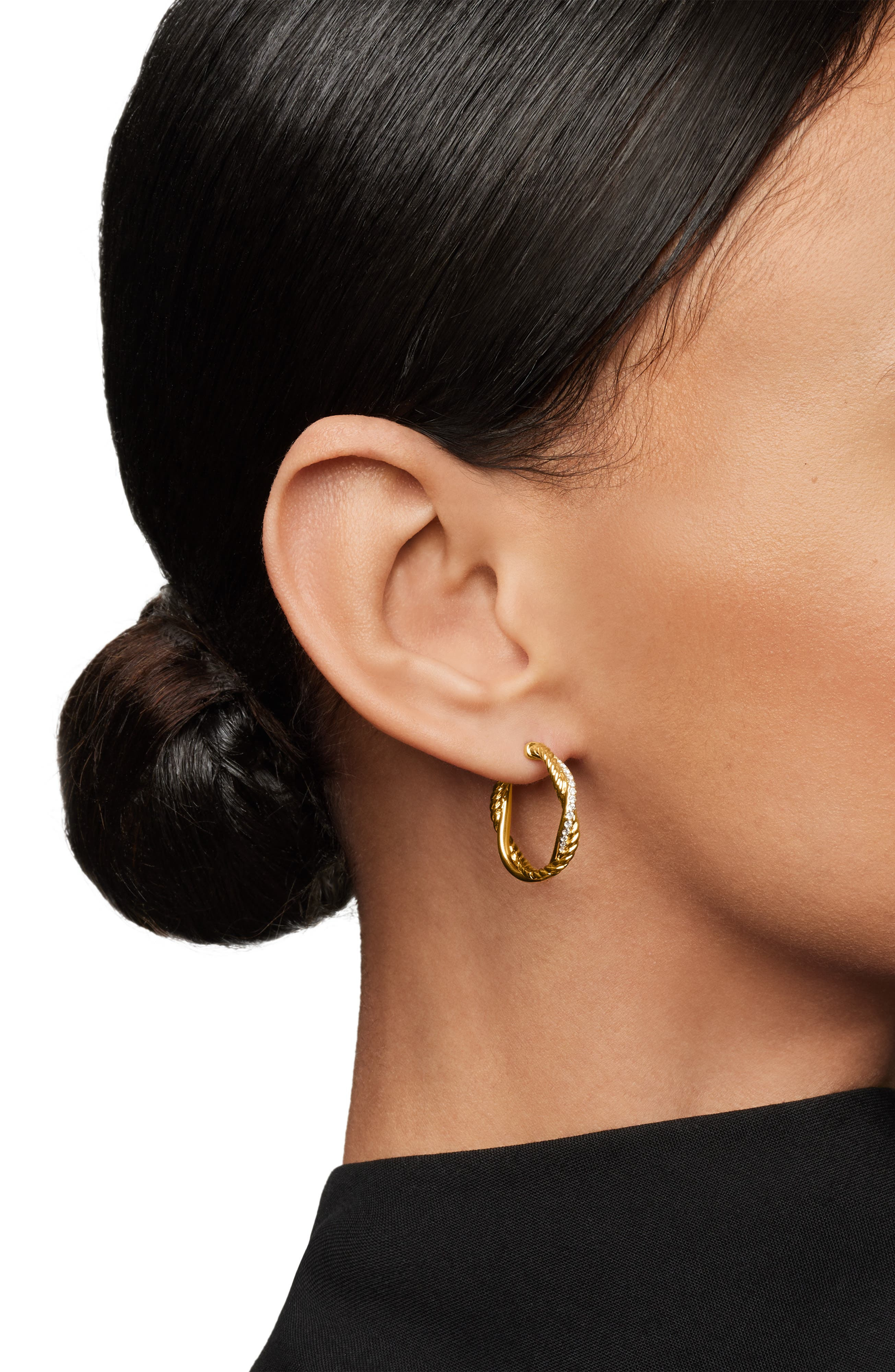 David Yurman Petite Infinity Hoop Earrings in 18K Yellow Gold with Pavé Diamonds at Nordstrom - 3