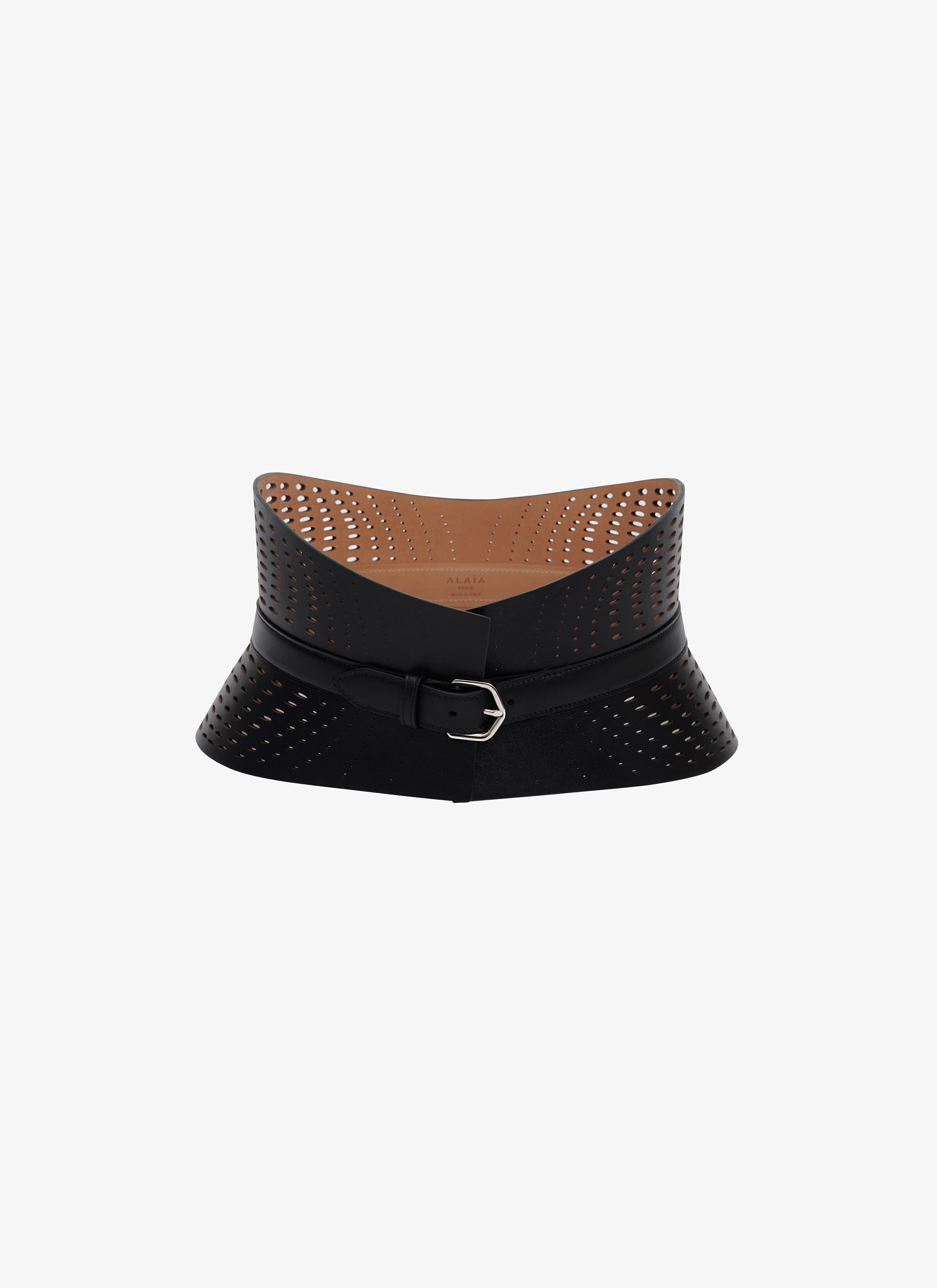 NEO BUSTIER BELT IN OPTICAL PERFO LUX CALFSKIN - 3