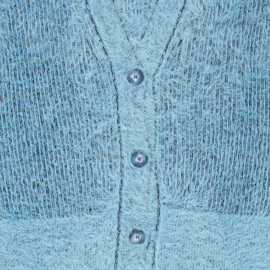 Stella McCartney Ladies Blue Fluffy Knit Cardigan - 7