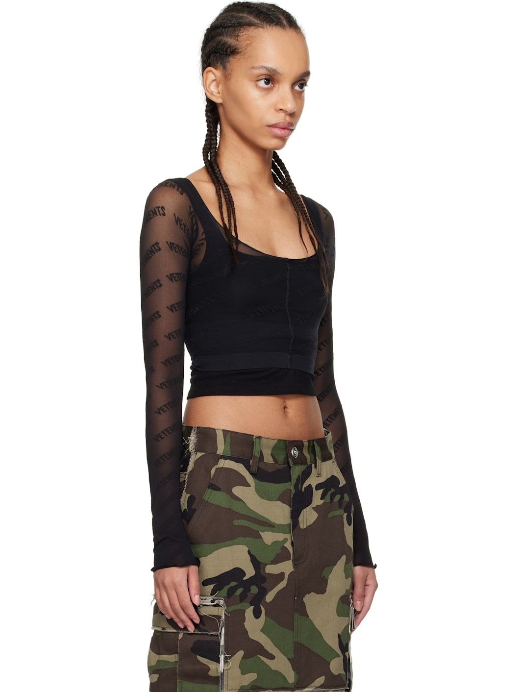 Black Logo Stockings Top - 2