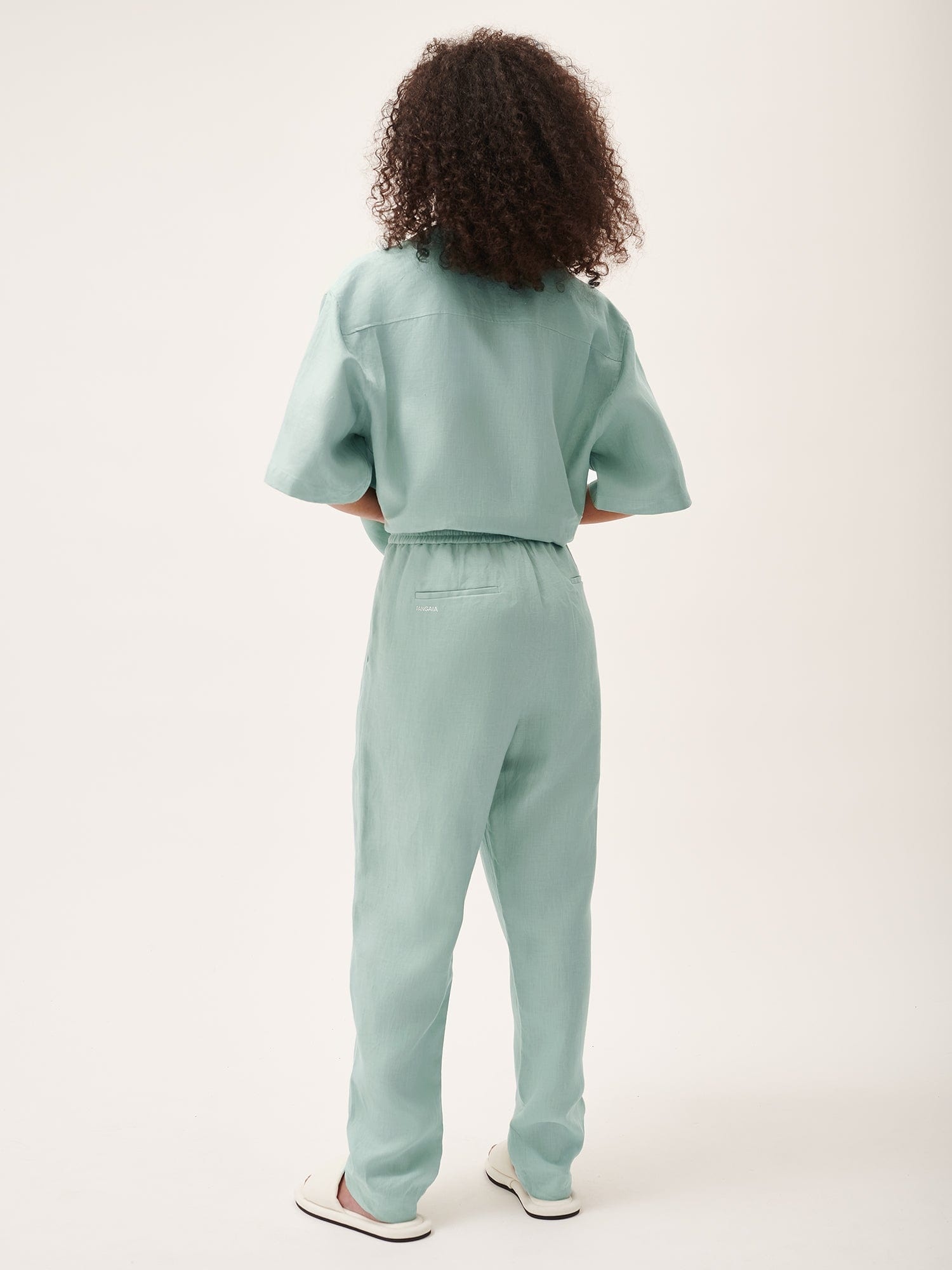 Women's DNA Aloe Linen Trousers - Eucalyptus-Blue - 3