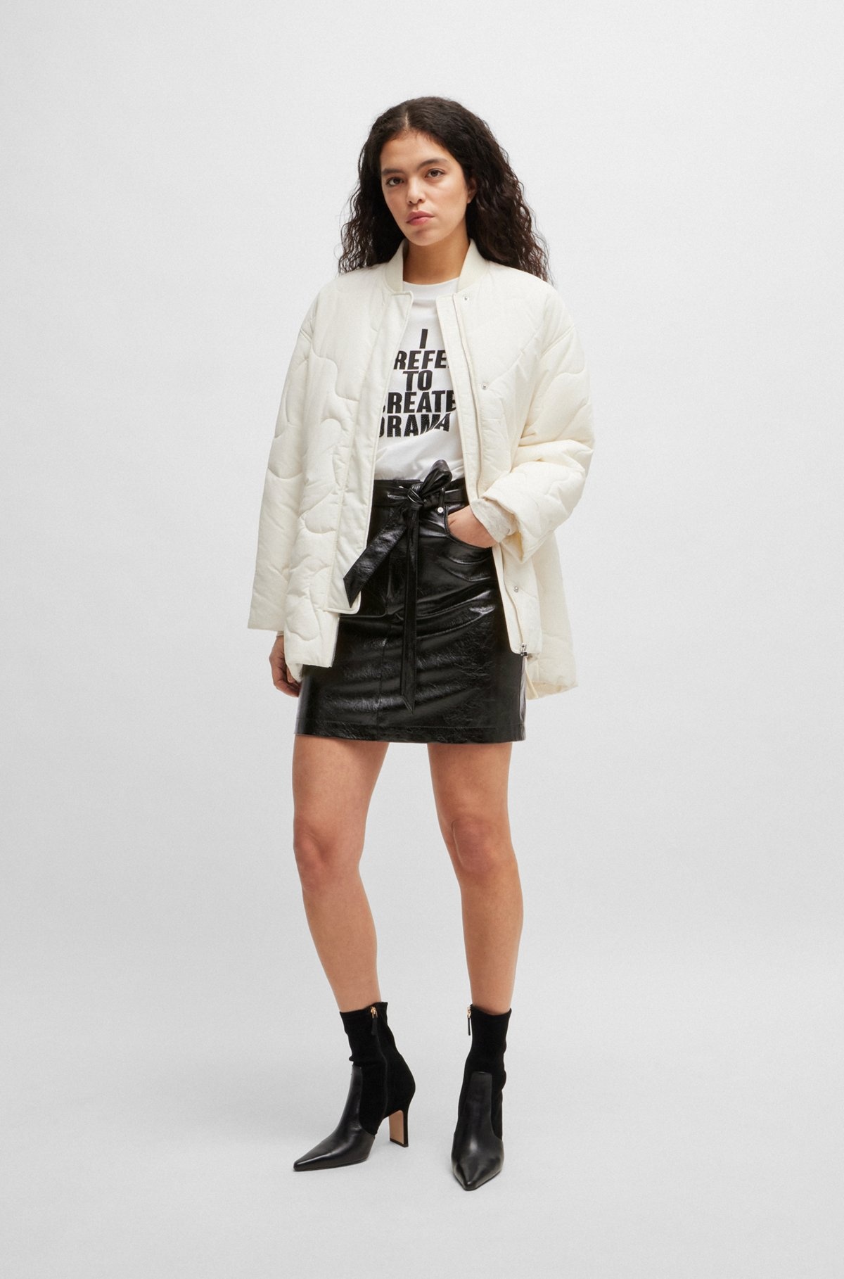 BELTED MINI SKIRT IN FAUX LEATHER - 3