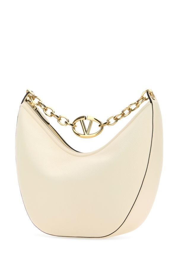 Ivory leather medium VLogo shoulder bag - 2