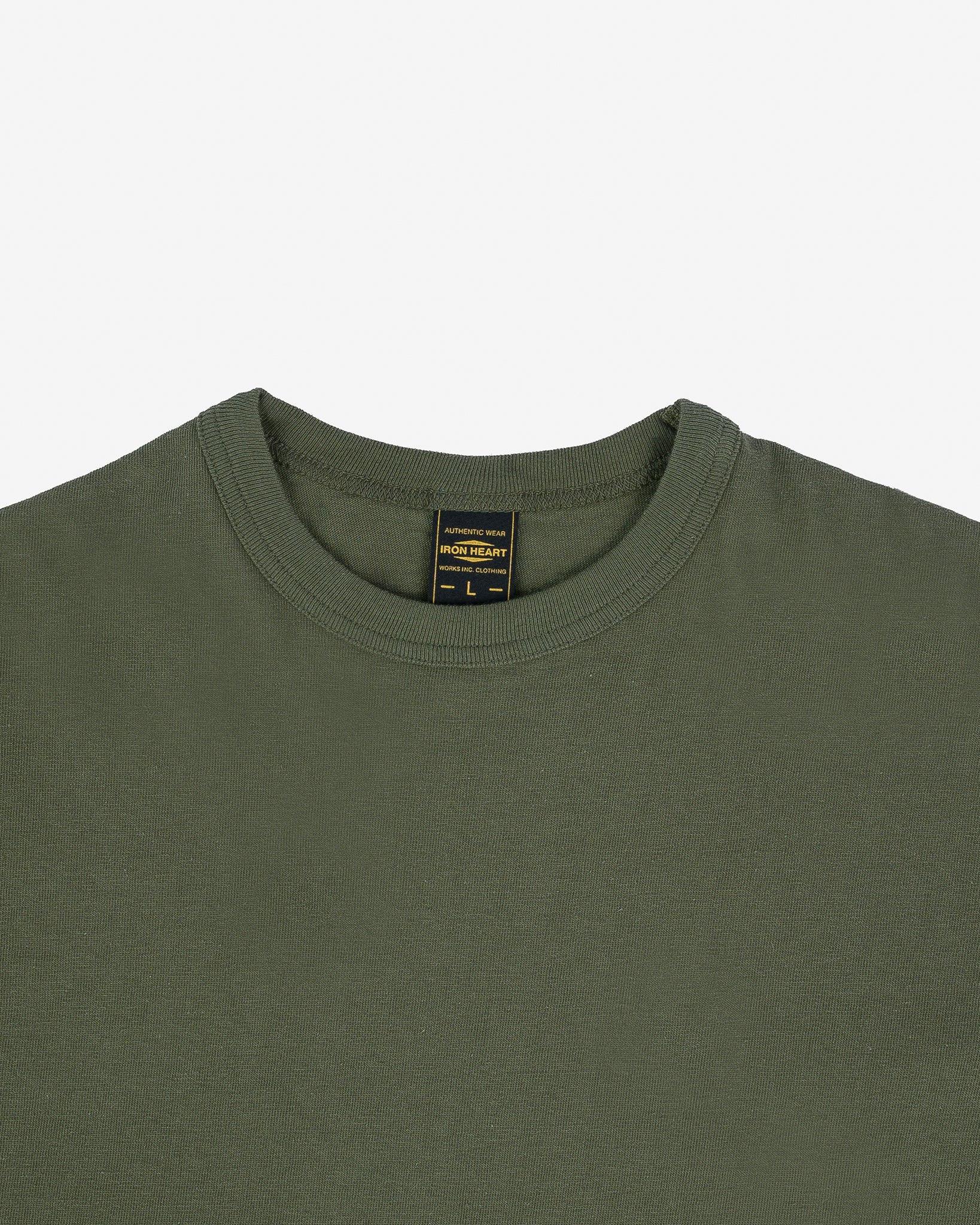 IHT-1610L-OLV 6.5oz Loopwheel Crew Neck T-Shirt with longer body - Olive - 6