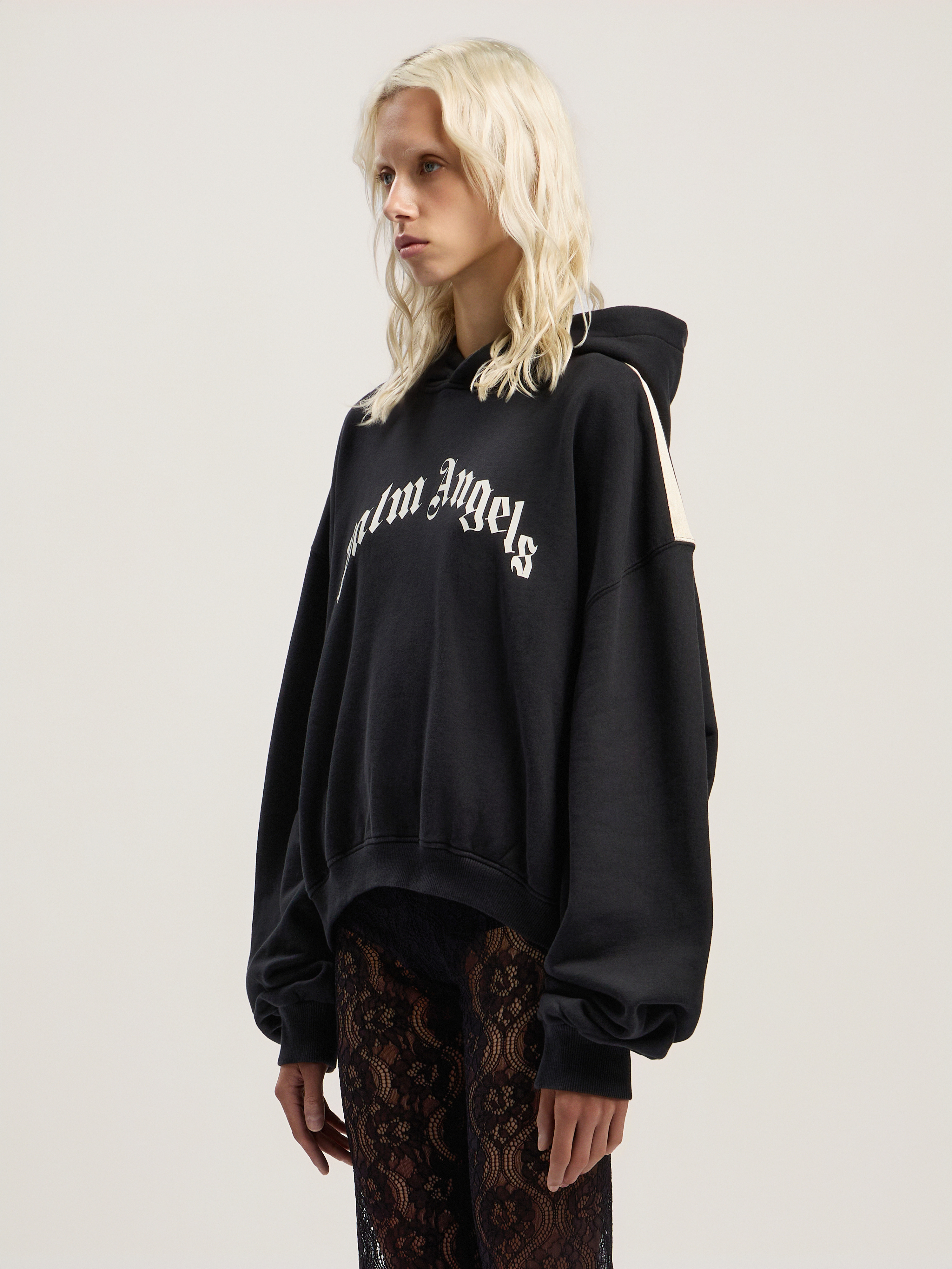 Curved Logo Track Crop Hoody - 3