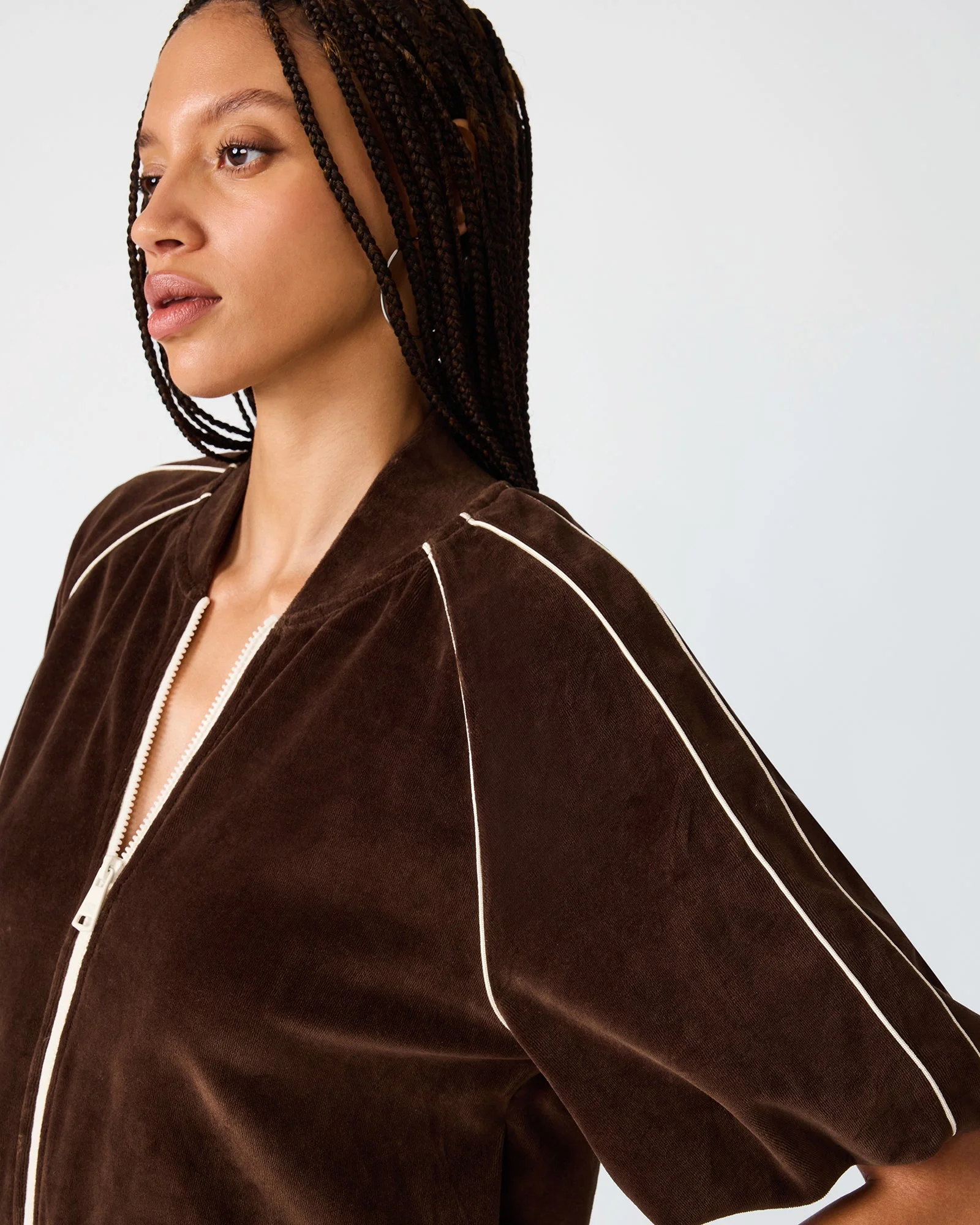 VELOUR TRACK JACKET DARK ESPRESSO - 1