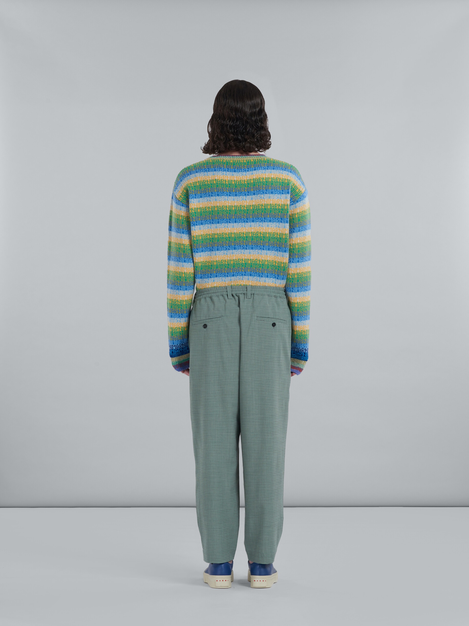 GREEN CROPPED TROUSERS IN TROPICAL WOOL WITH CHECKS - 3