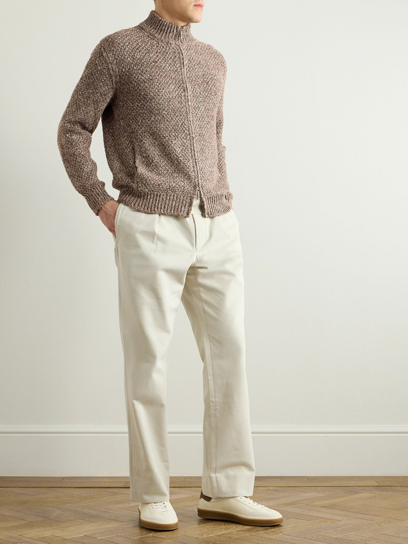 Loro Piana Silk and Cashmere-Blend Zip-Up Cardigan Brown outlook