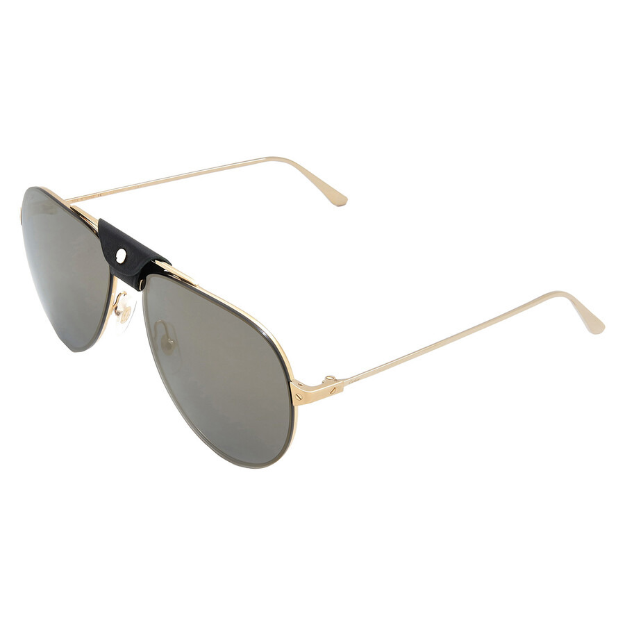 Cartier Santos de Cartier Grey Pilot Men's Sunglasses CT0166S 007 62 - 4