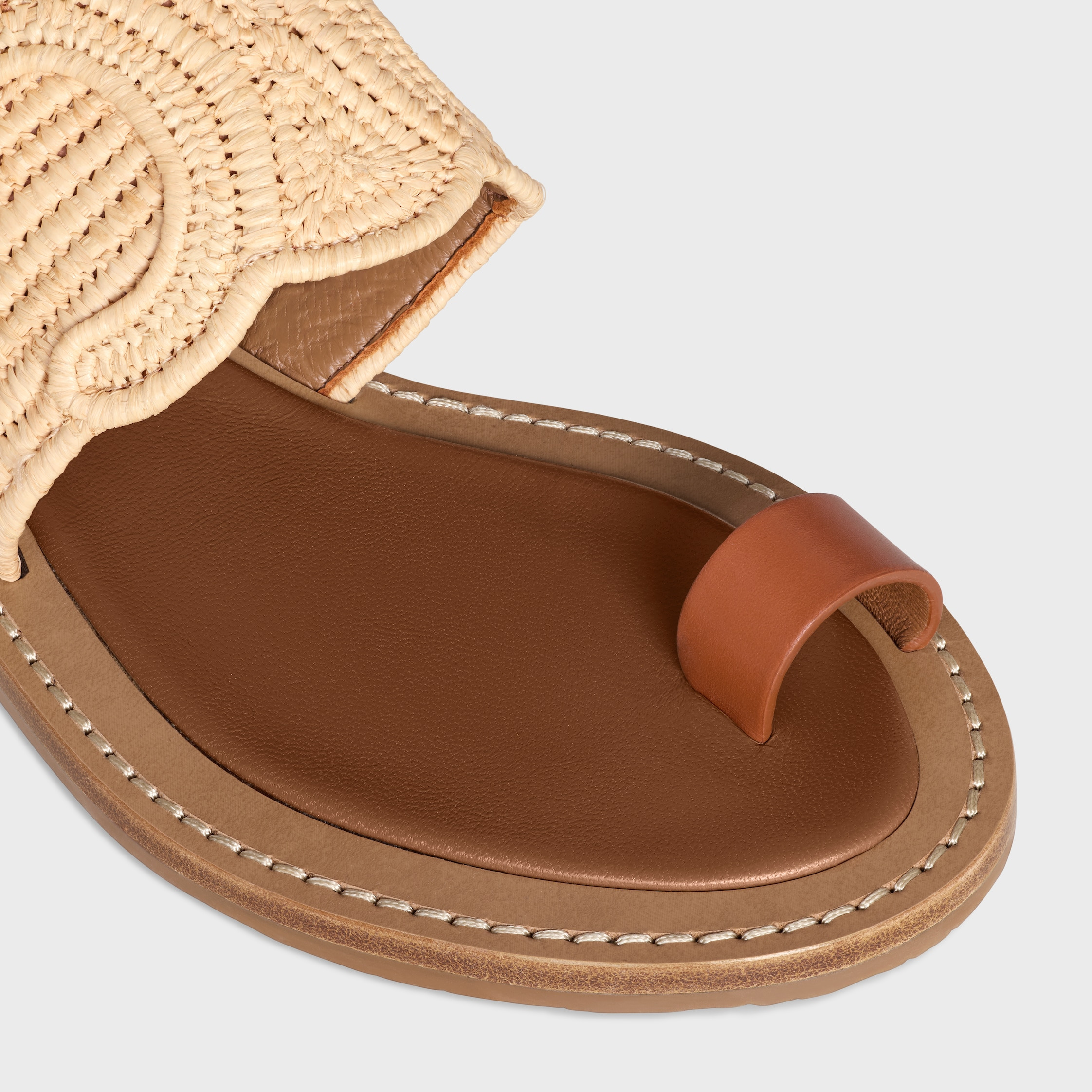 CELINE LYMPIA SANDAL IN RAFFIA AND CALFSKIN - 4