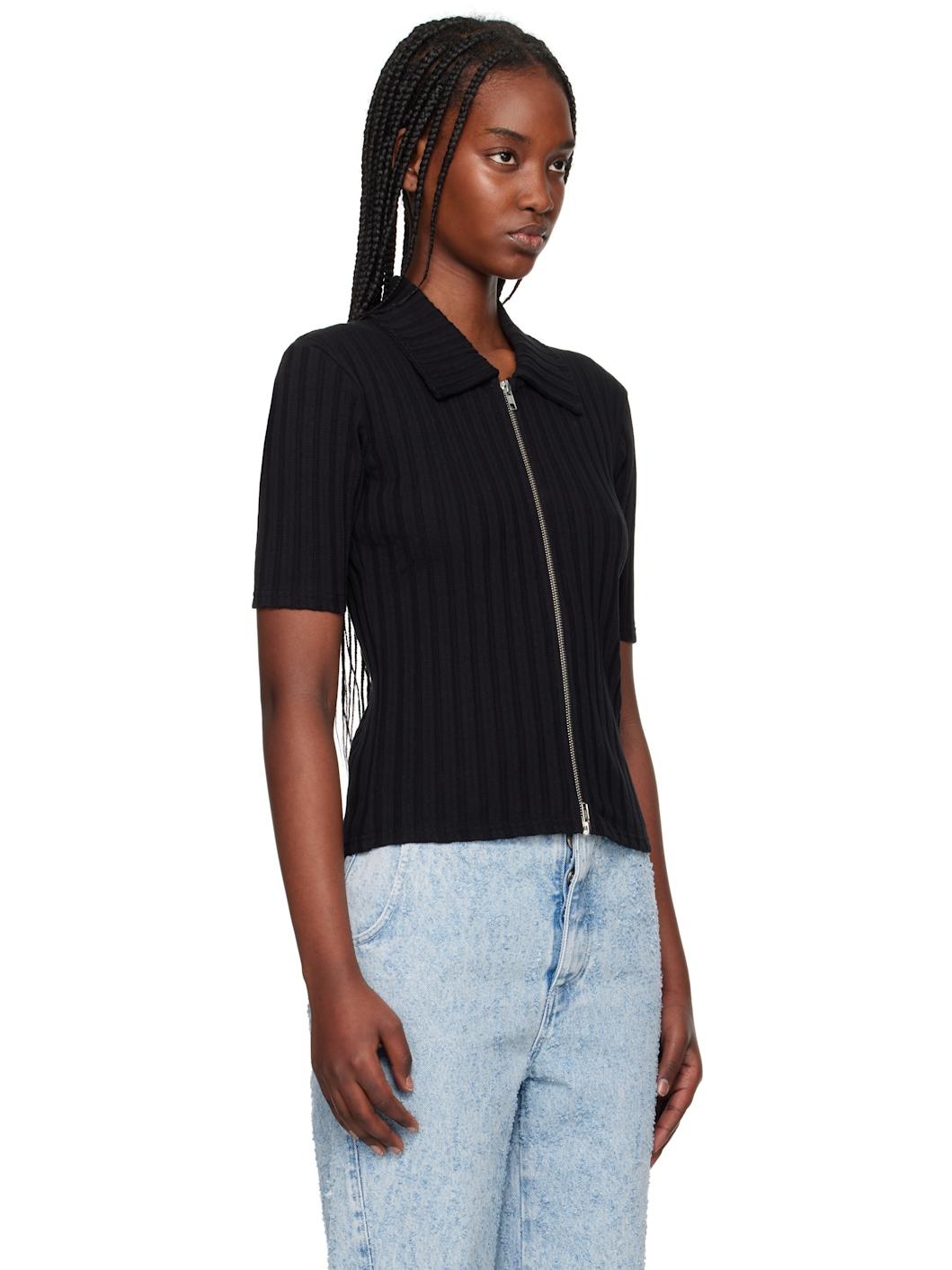 Black Zip Up Polo - 2