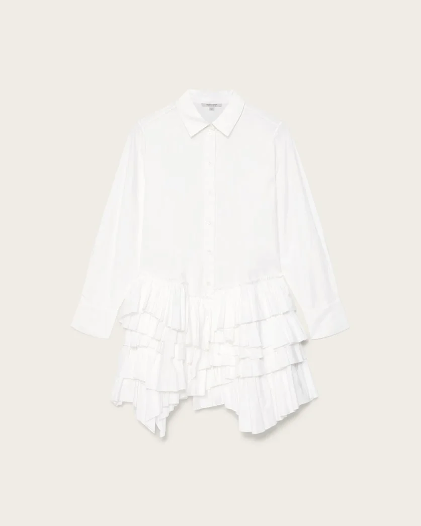 KRISTI RUFFLE COTTON SHIRT DRESS - 1