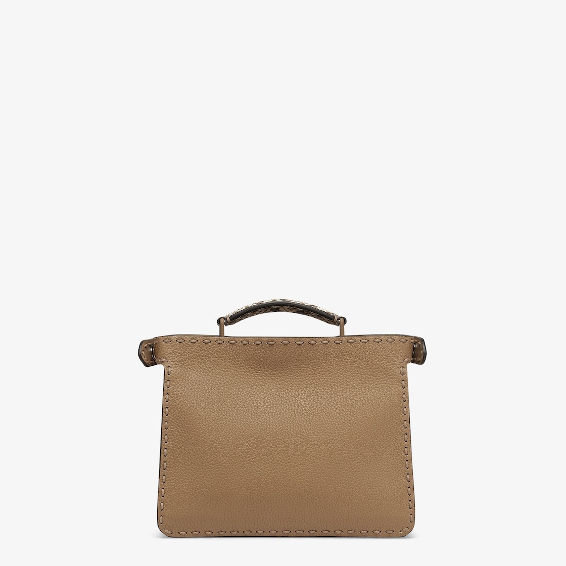 Small Peekaboo ISeeU bag, made of beige Cuoio Romano leather finished with hand stitching. The inter - 4