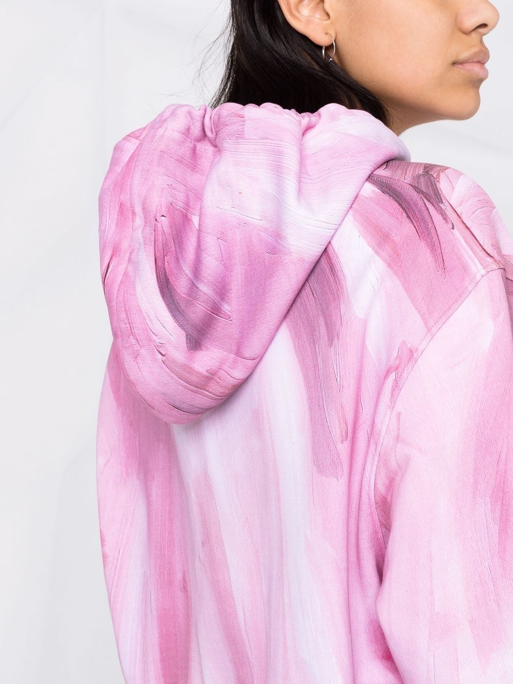 brushstroke-print cropped hoodie - 3