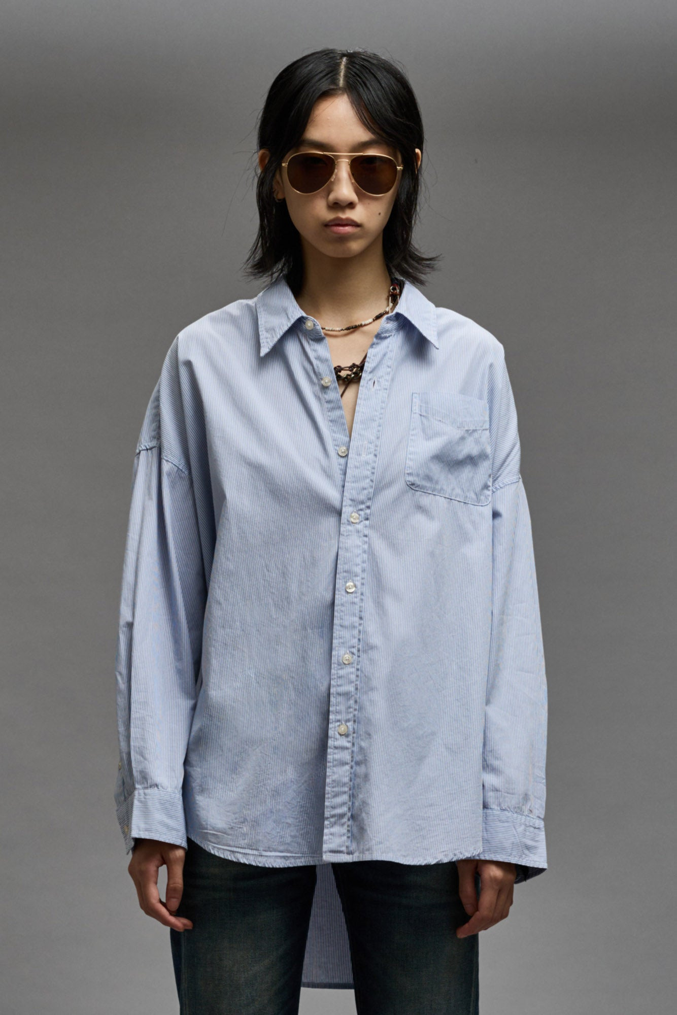 Drop Neck Oxford Shirt | R13 Denim Official Site - 4