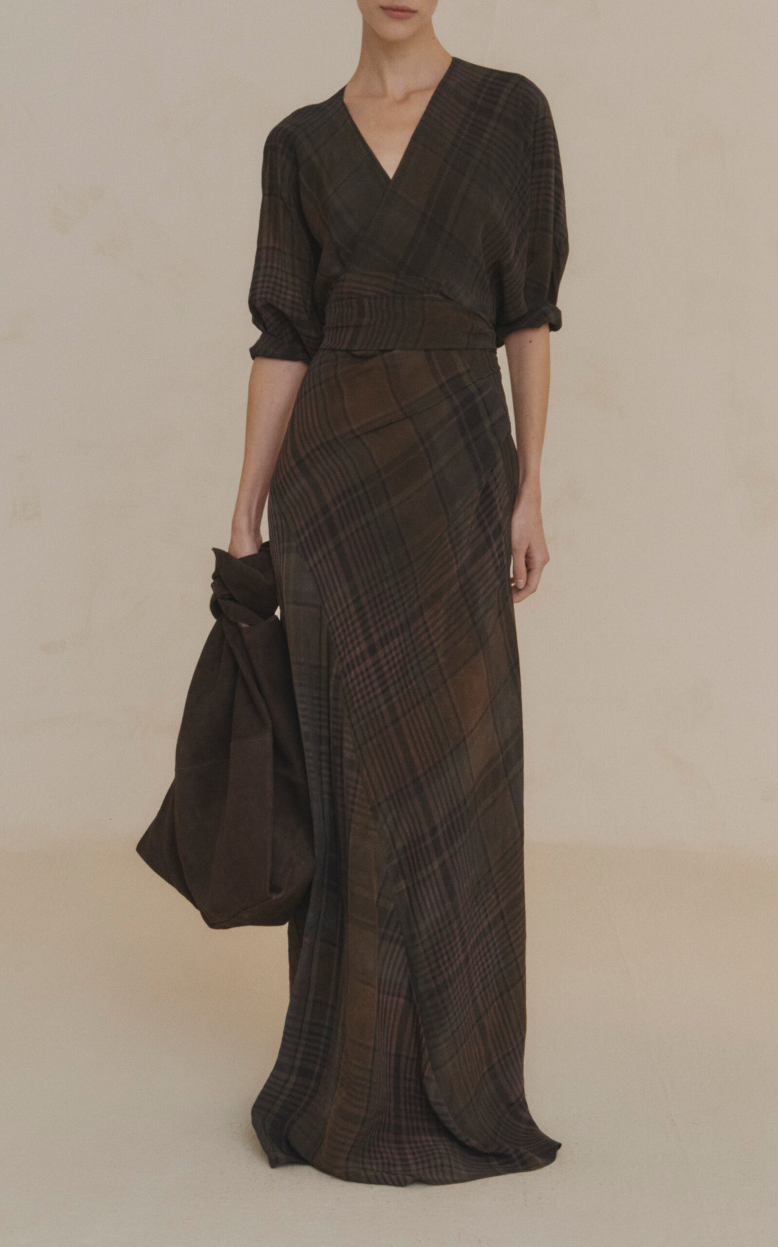 Agate Plaid Wrap Dress plaid - 3