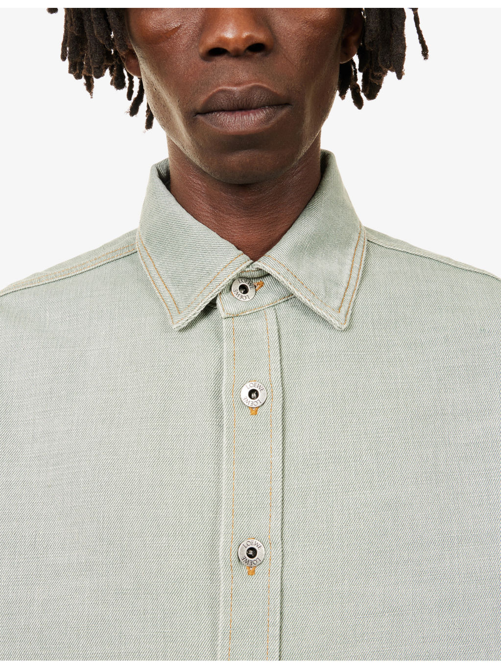 Curved-Hem Relaxed-Fit Denim Shirt - 5