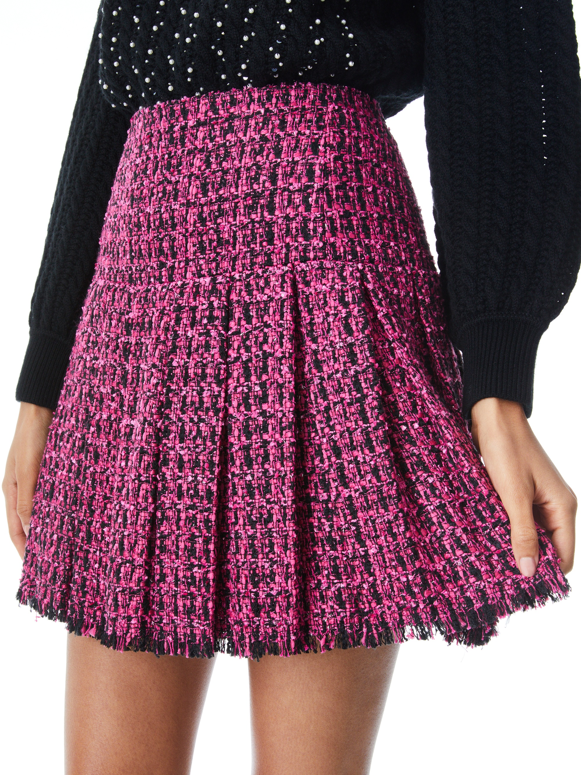 EMILIE PLEATED TWEED MINI SKIRT - 5