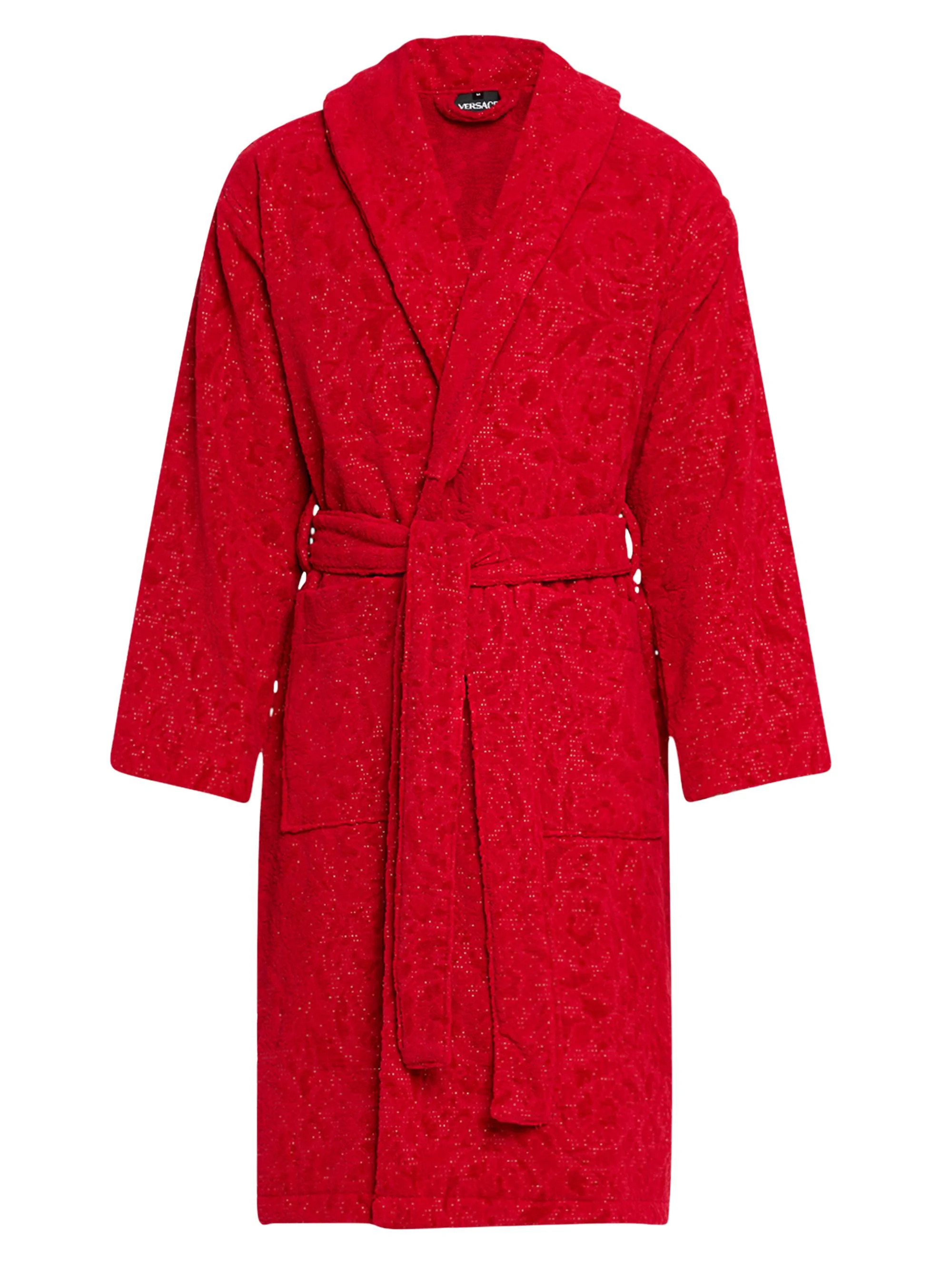 Men's Barocco Cotton Bathrobe - Red - 1