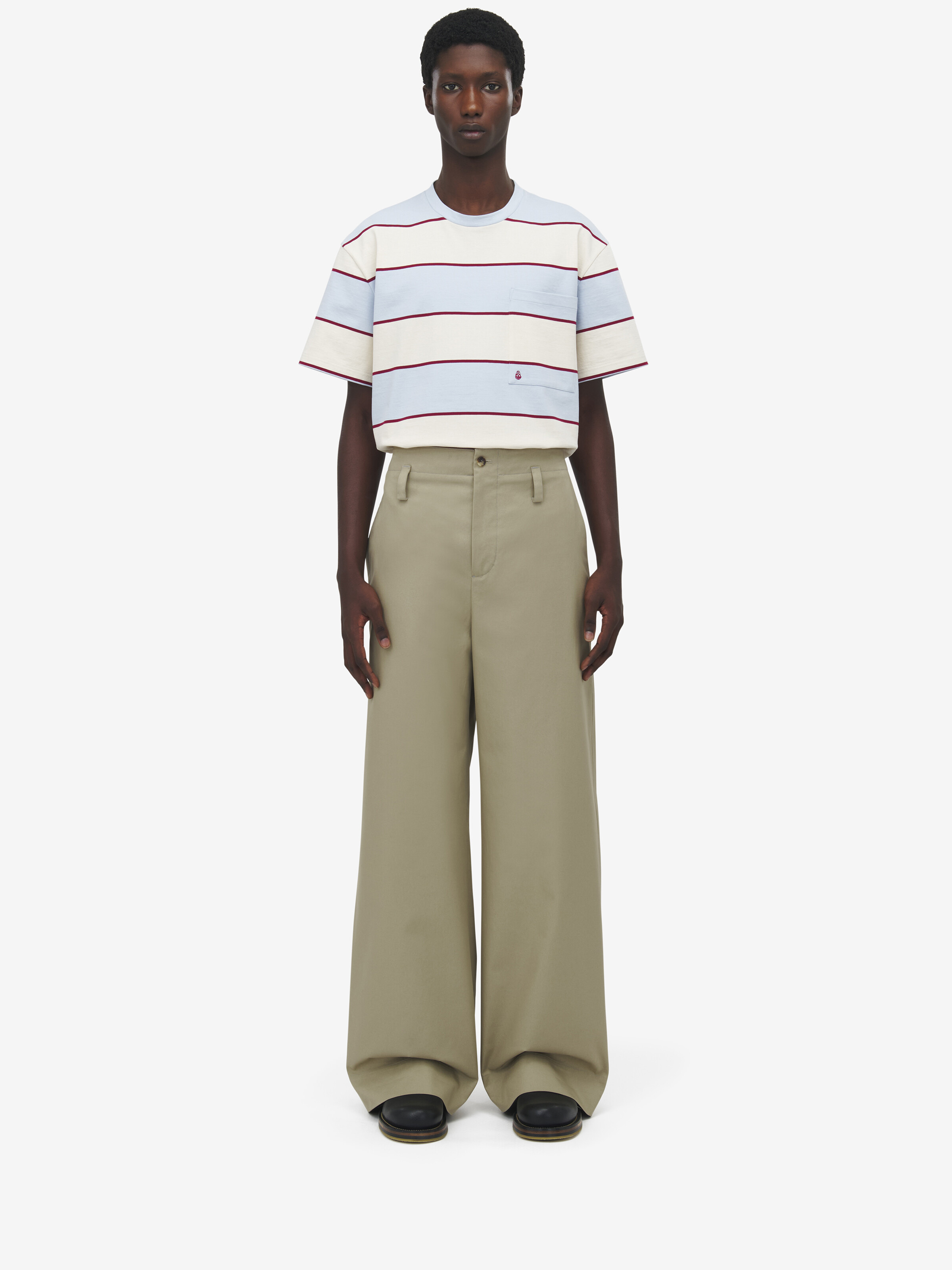 Wide Leg Chino Trousers - 3