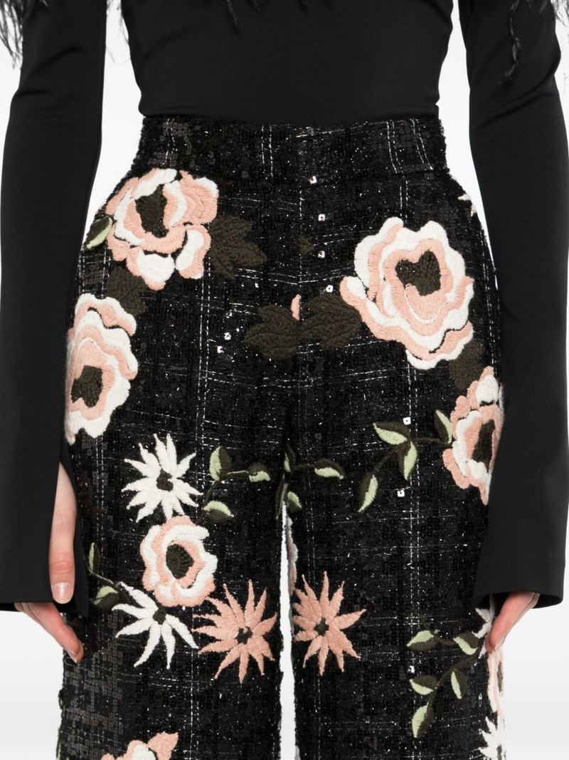 floral-embroidered flared trousers 5